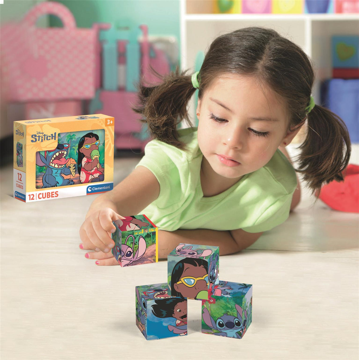 Puslespil 12 terningblokke Disney Stitch Clementoni 41347