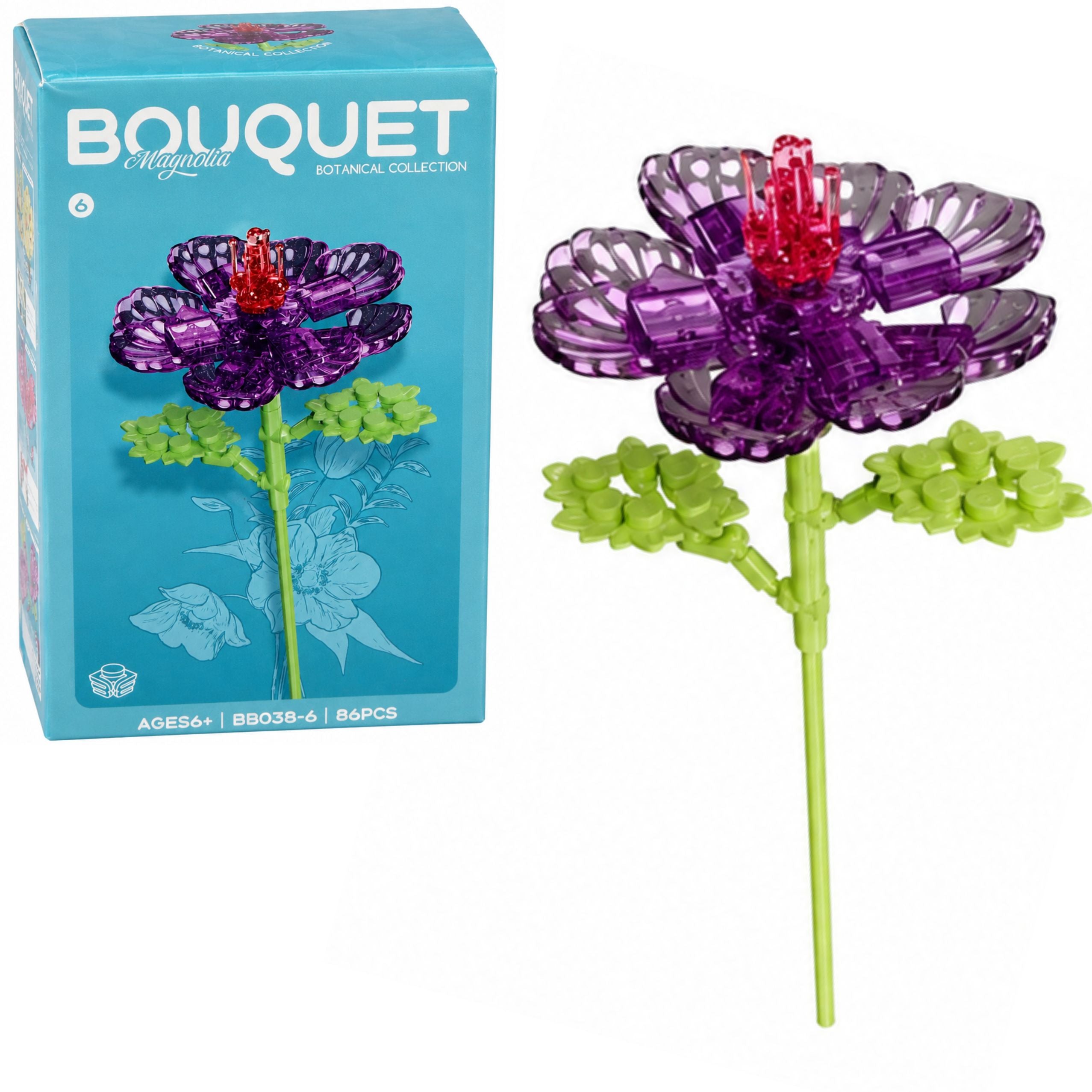 Building Blocks Single Flower With Stem Colorful Mix 71-106 Pieces