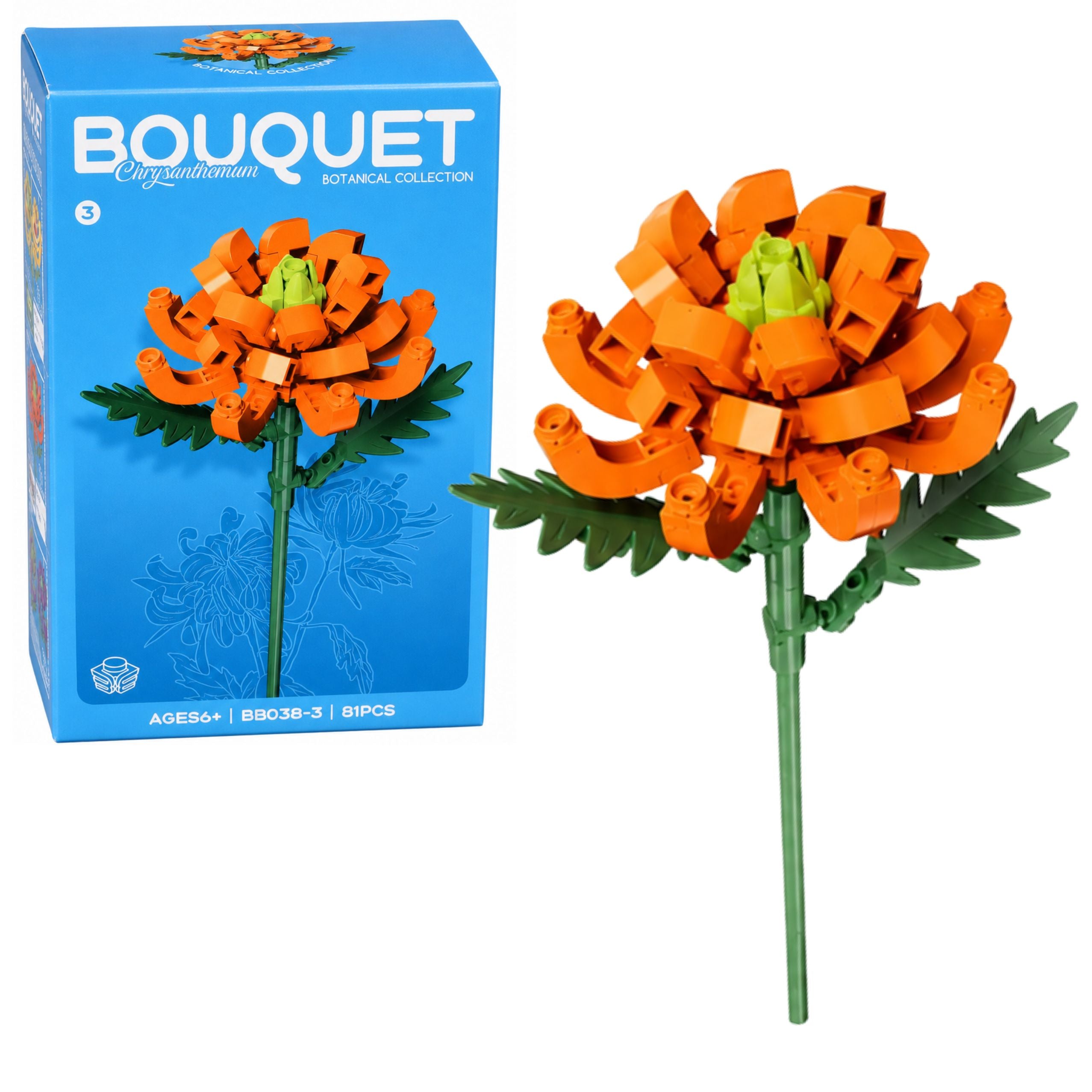 Building Blocks Single Flower With Stem Colorful Mix 71-106 Pieces