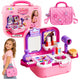 Portable 2-in-1 Beauty Set With Case Mirror Cosmetics And Accessories Pink