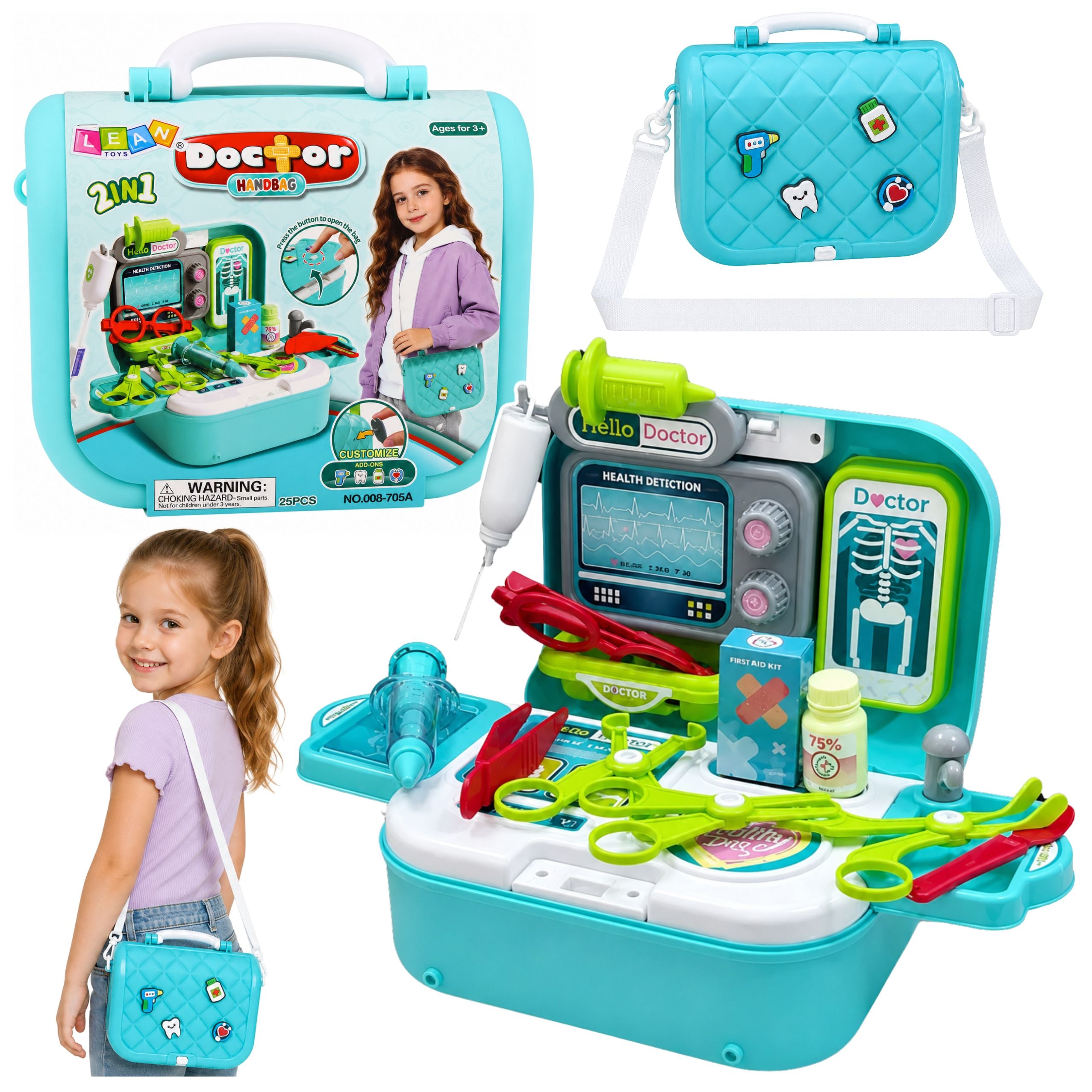 2-in-1 Medical Kit In A Case Portable Doctor's Office Accessories Blue