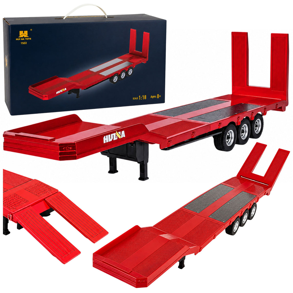 Trailer de cama baixa para Scania 770s Huina Red 1:18