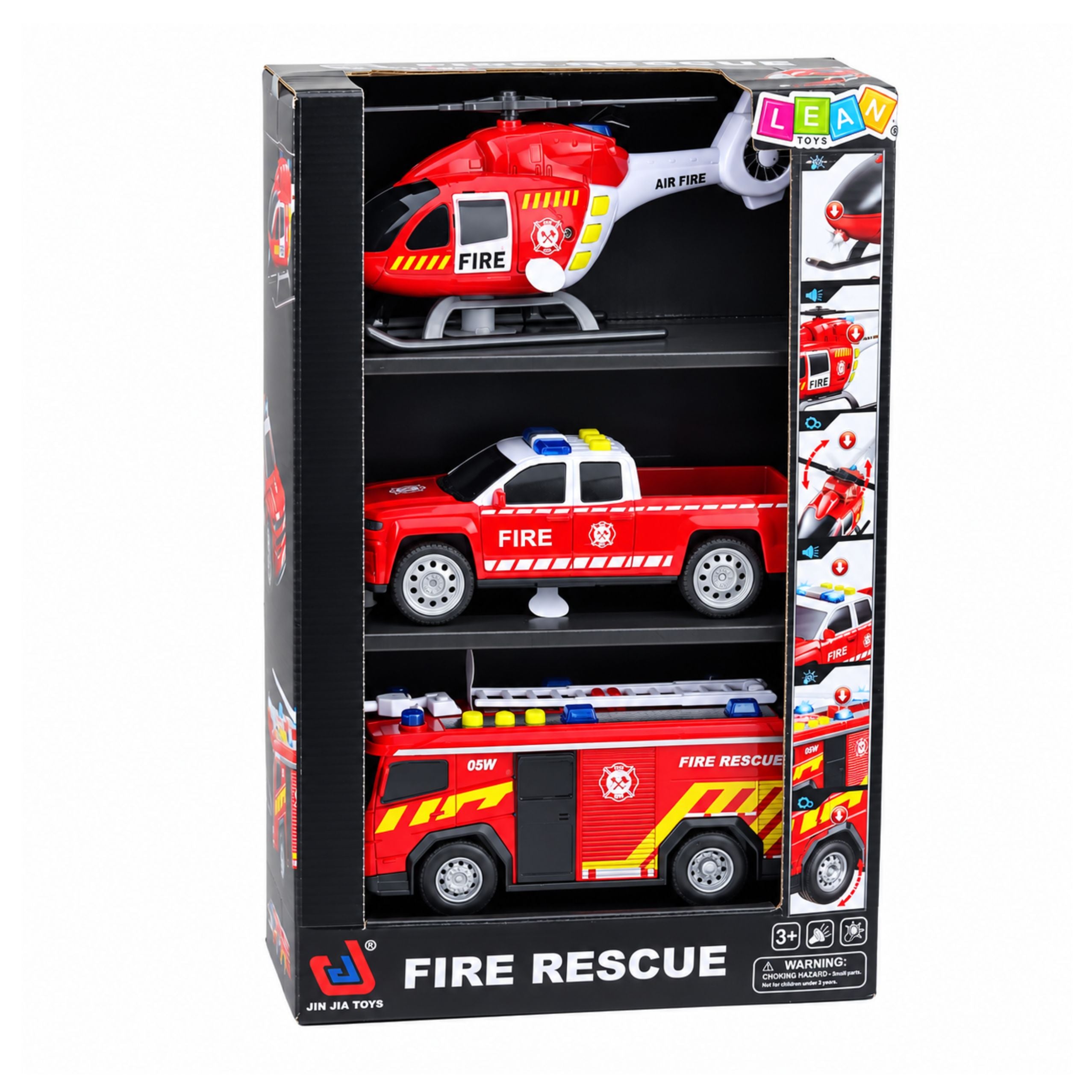 Feuerwehrfahrzeug-Set: Hubschrauberauto-Lichtgeräusche 1:32