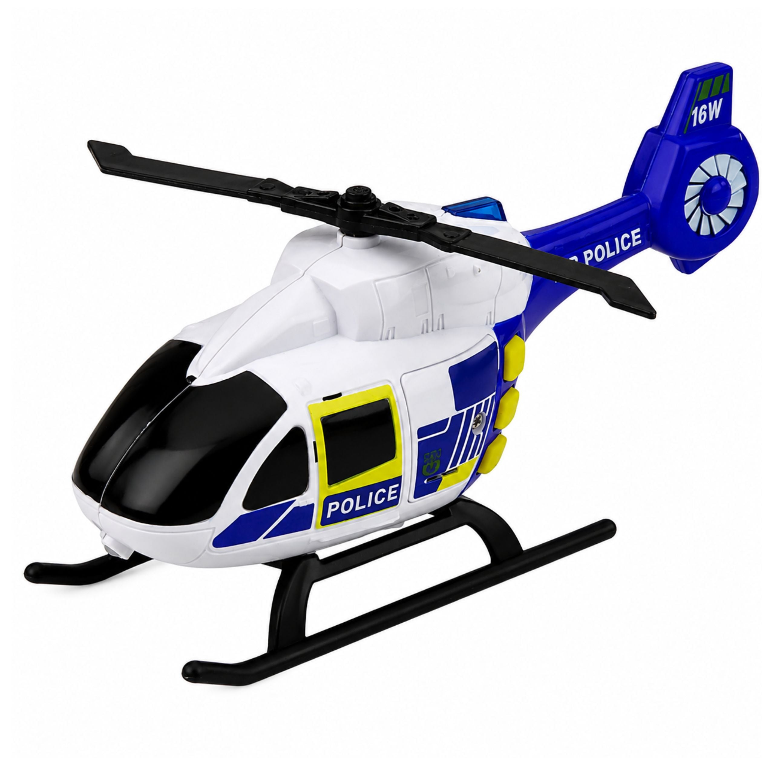 Polizei-Set, Hubschrauber, Motorrad, Polizeiauto, Lichter, Geräusche, 1:32