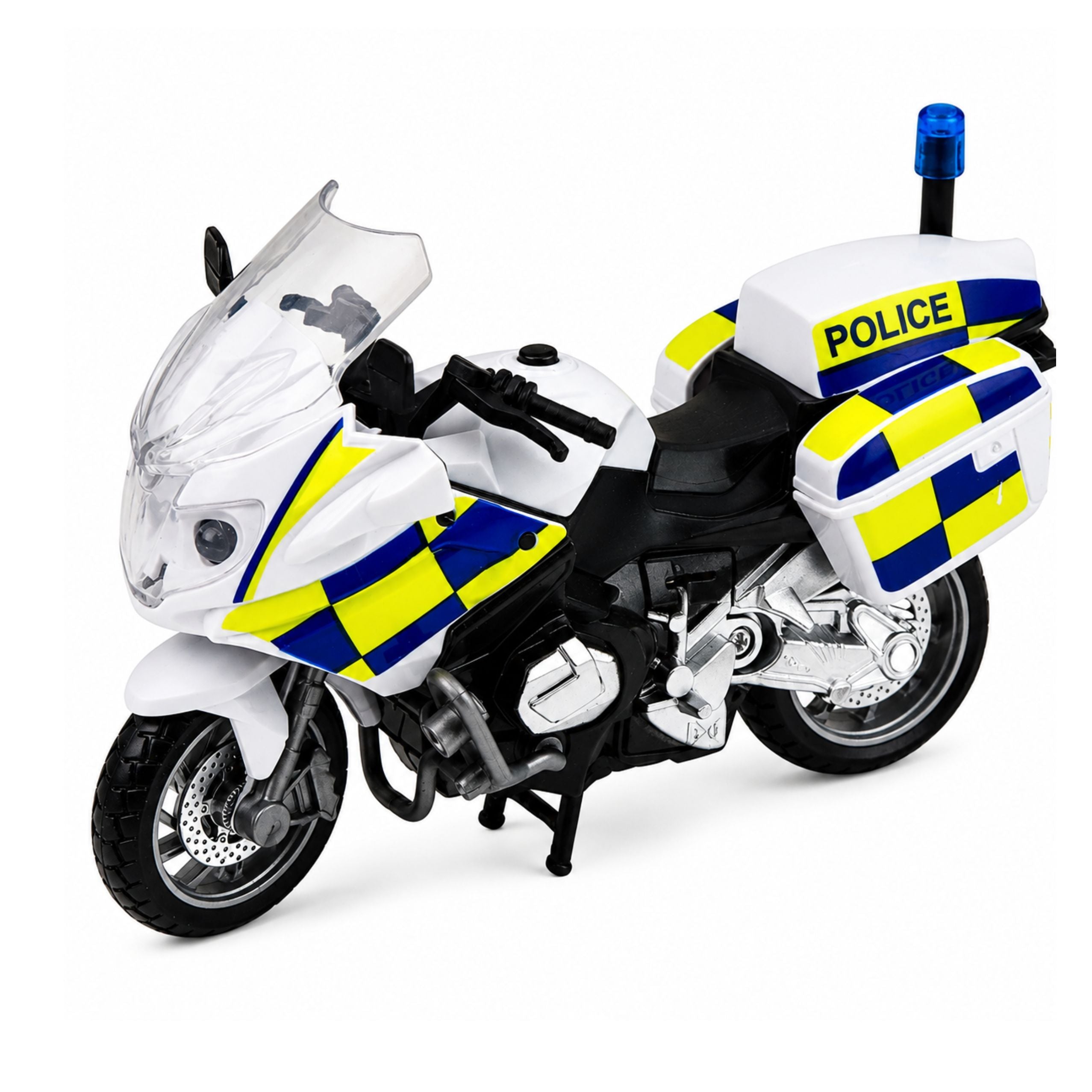 Polizei-Set, Hubschrauber, Motorrad, Polizeiauto, Lichter, Geräusche, 1:32