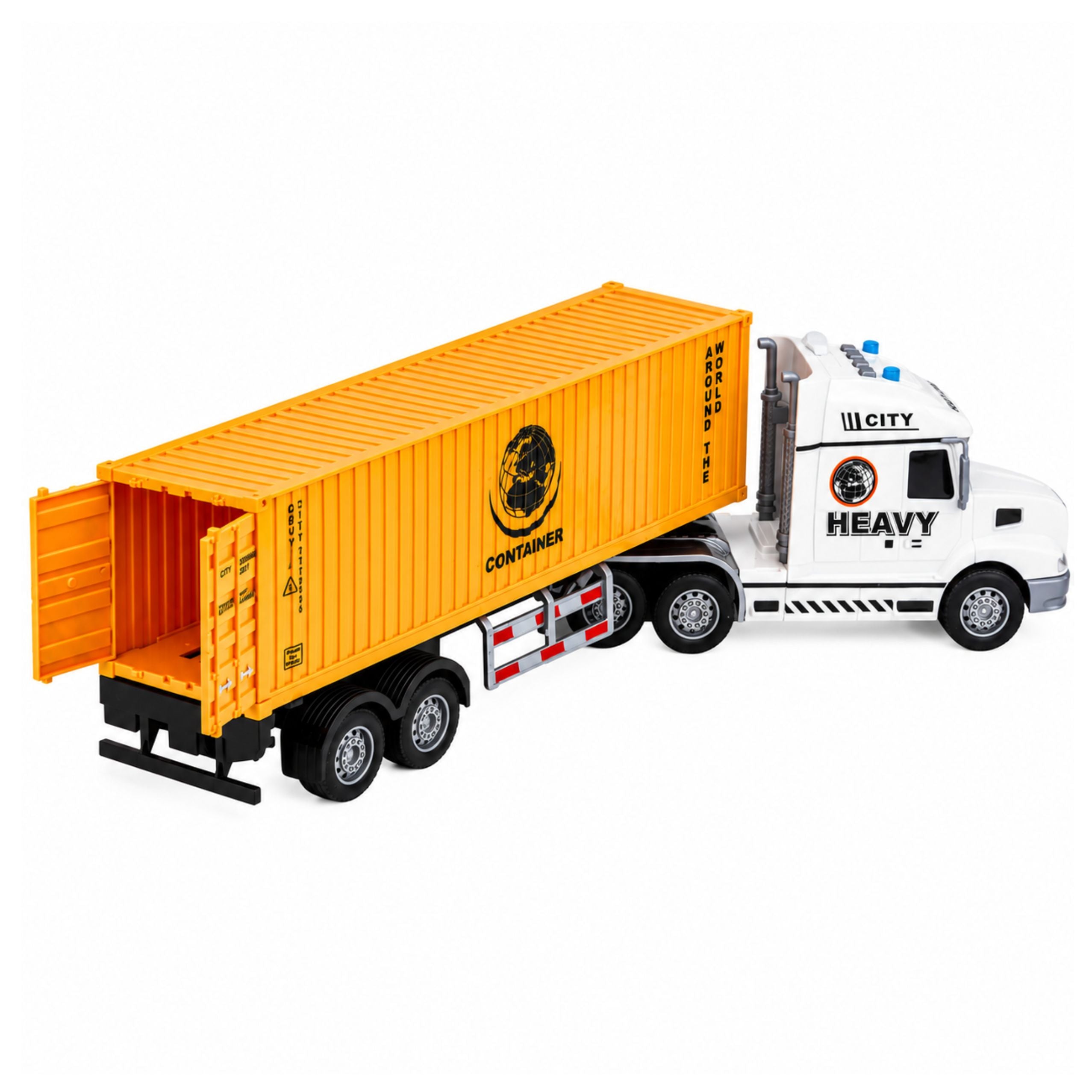 Truck With Container Opening Doors Lights Sounds Yellow 54 Cm