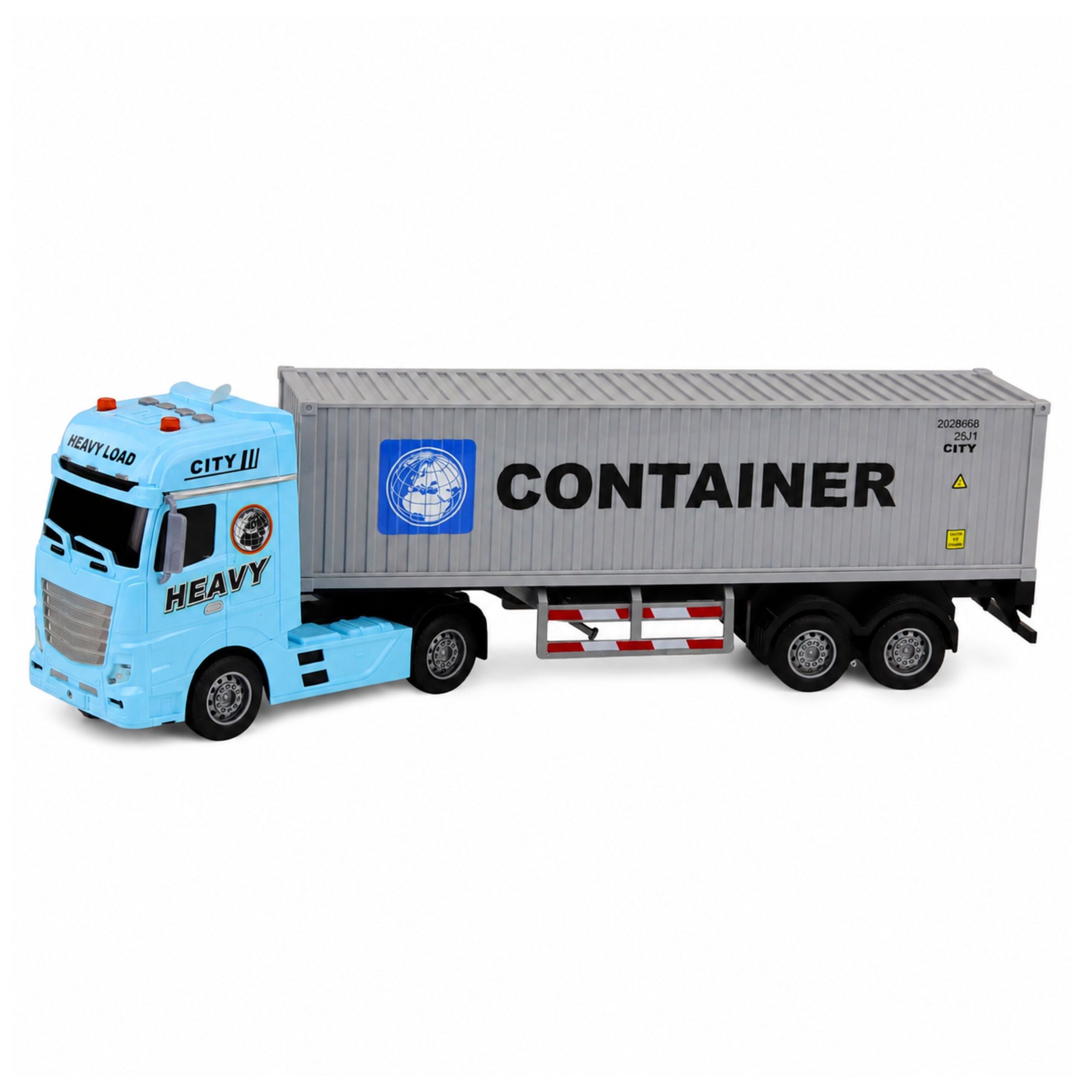 Truck With Container Opening Doors Lights Sounds Blue 54 Cm