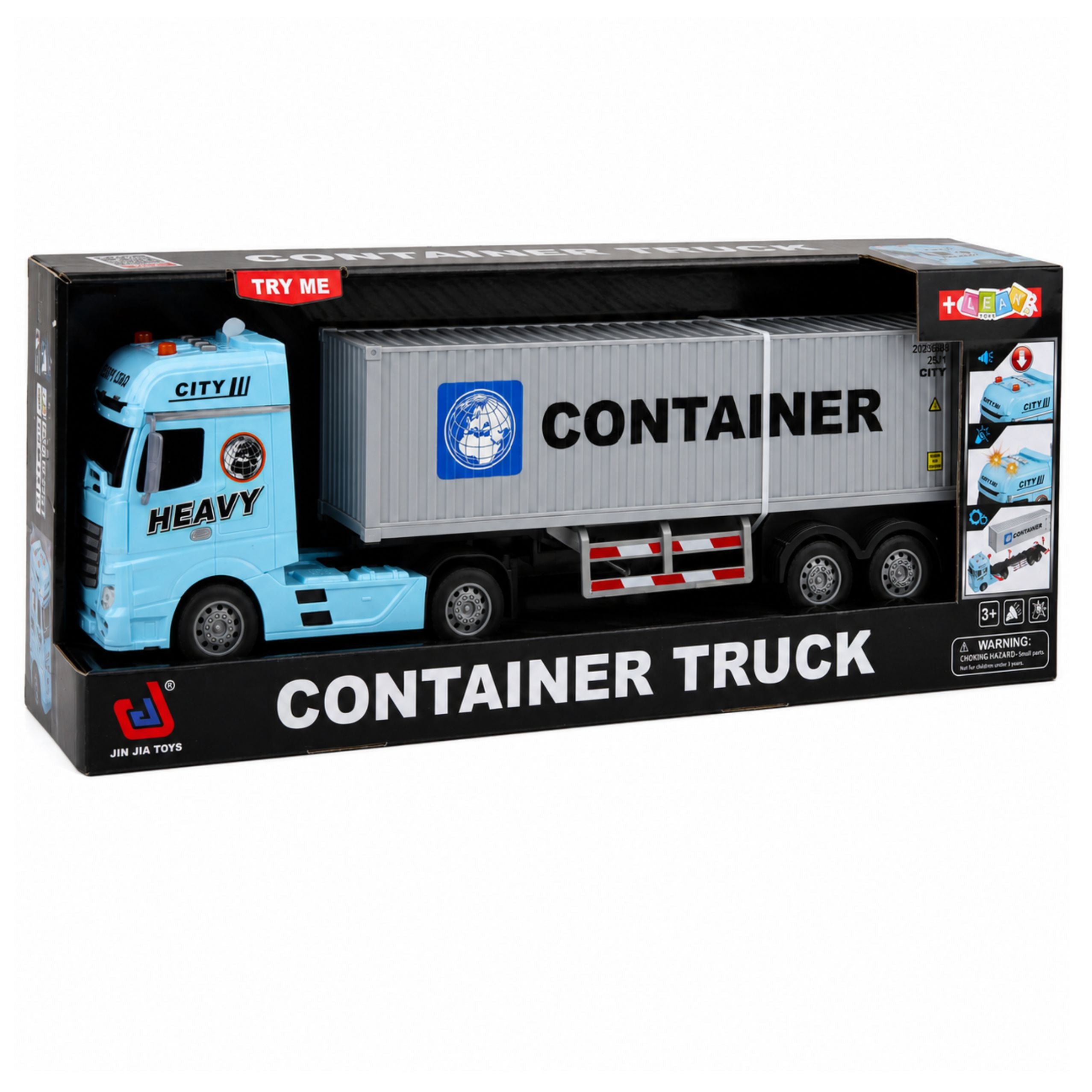 Truck With Container Opening Doors Lights Sounds Blue 54 Cm