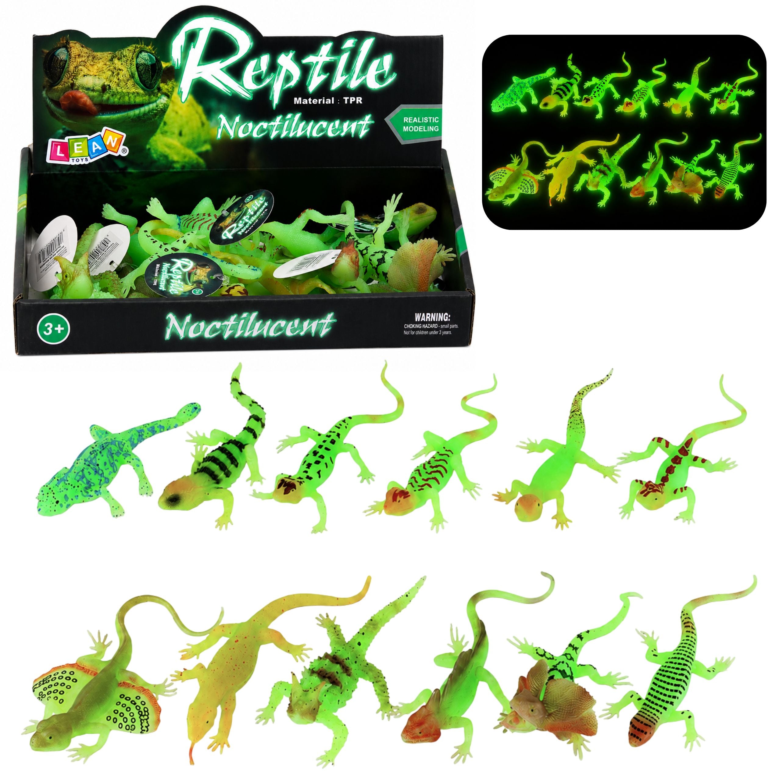 Fluorescent Green Glow-in-the-dark Lizard Rubber Figurine 15cm