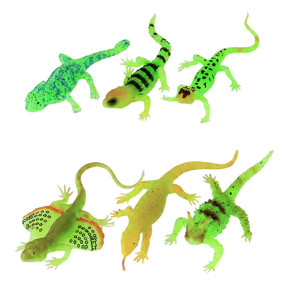 Fluorescerende grøn Glow-in-the-mørke Lizard Gummi Figur 15 cm