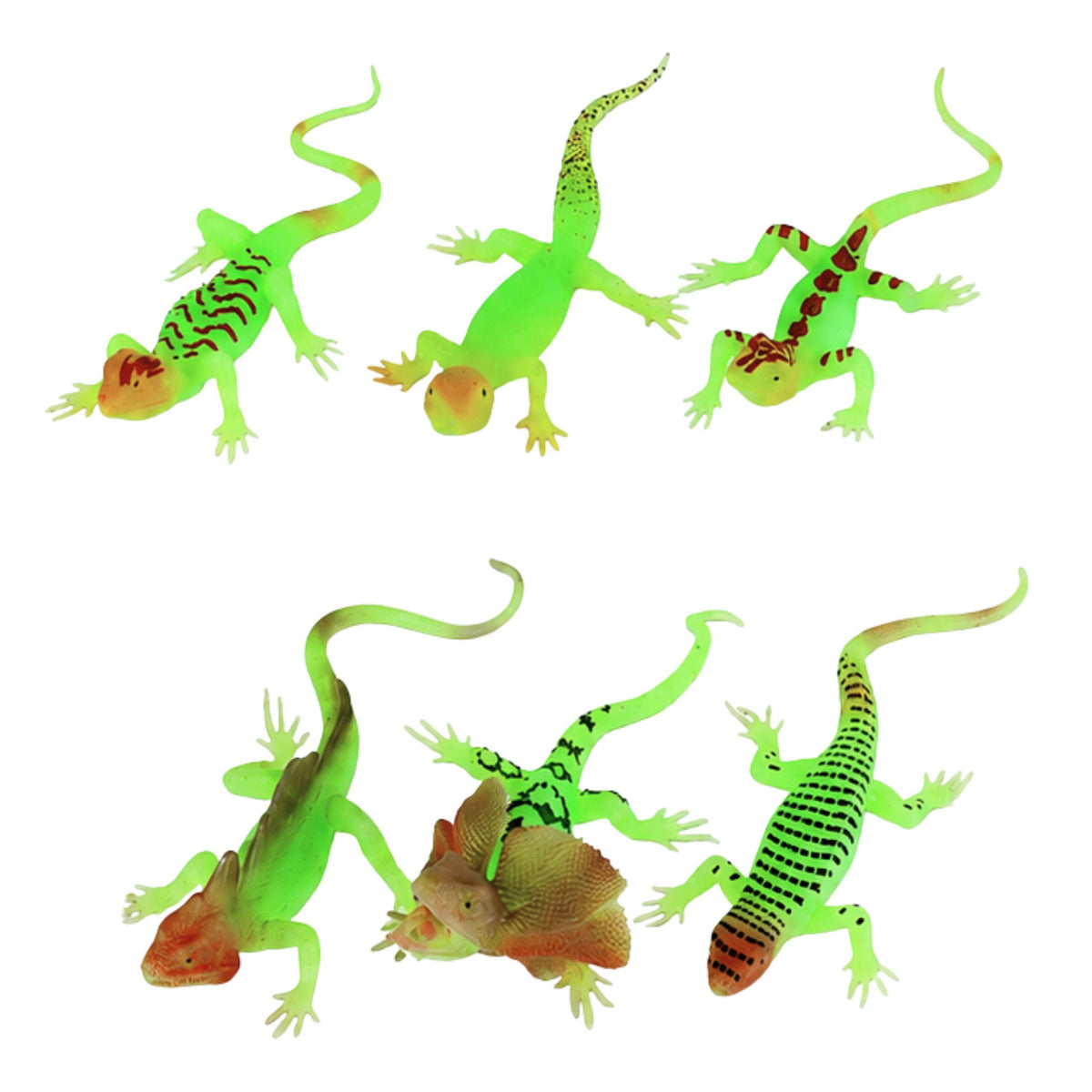 Fluorescerende grøn Glow-in-the-mørke Lizard Gummi Figur 15 cm