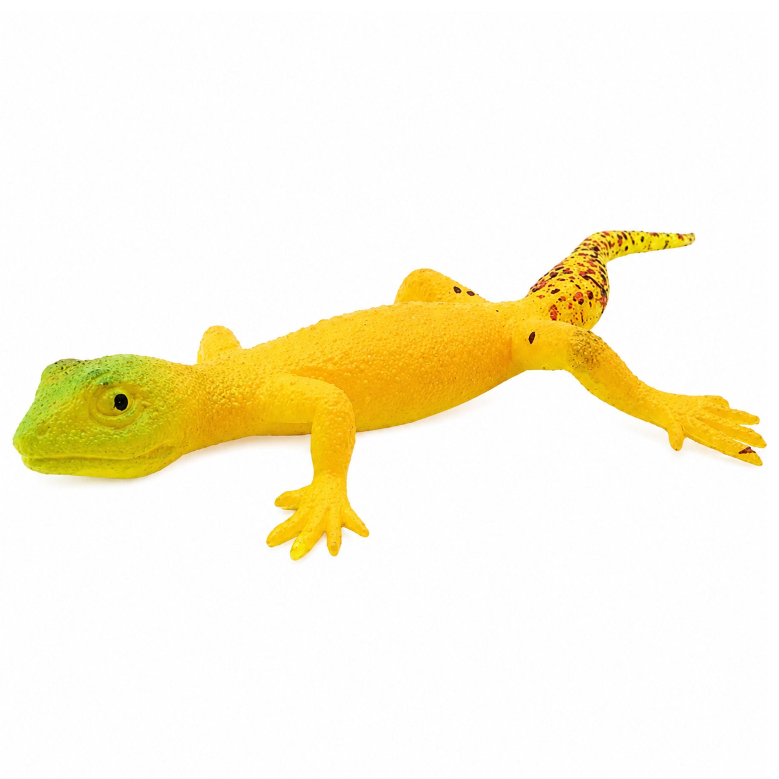 Golden Gecko Rubber Figurine Stretchable Realistic Reptile 15.5 Cm