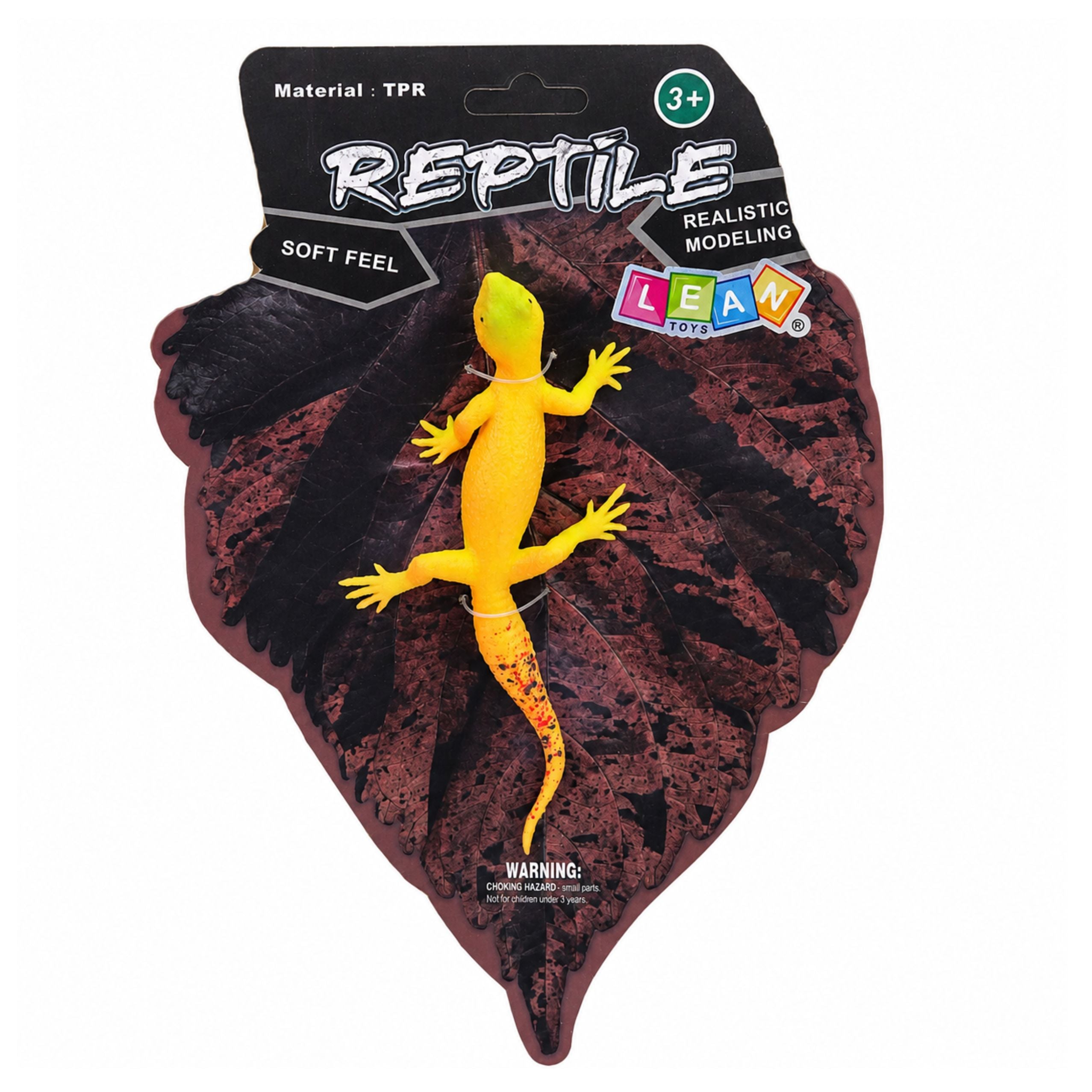 Golden Gecko Rubber Figurine Stretchable Realistic Reptile 15.5 Cm