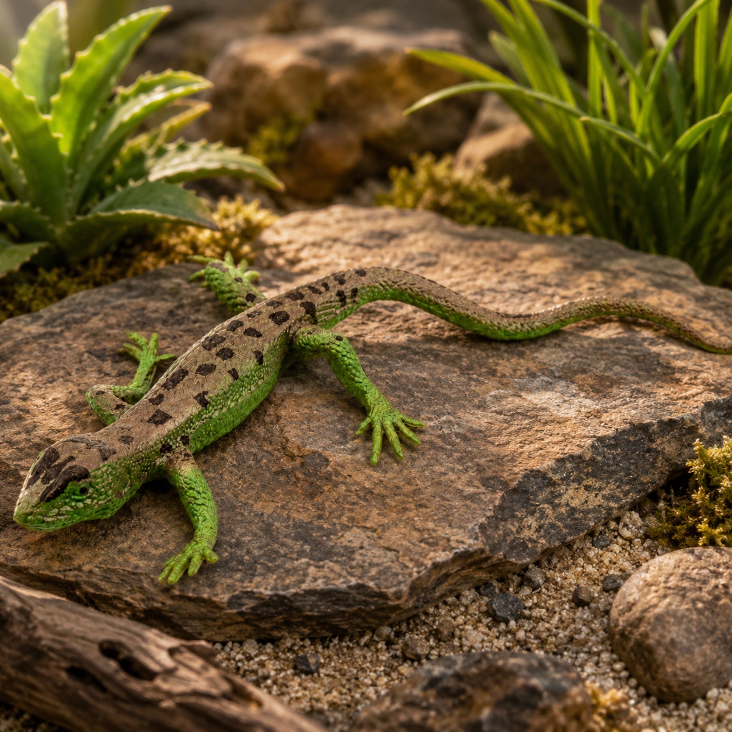 Sand Lizard Rubber Figure Stretchable Realistic 15 Cm