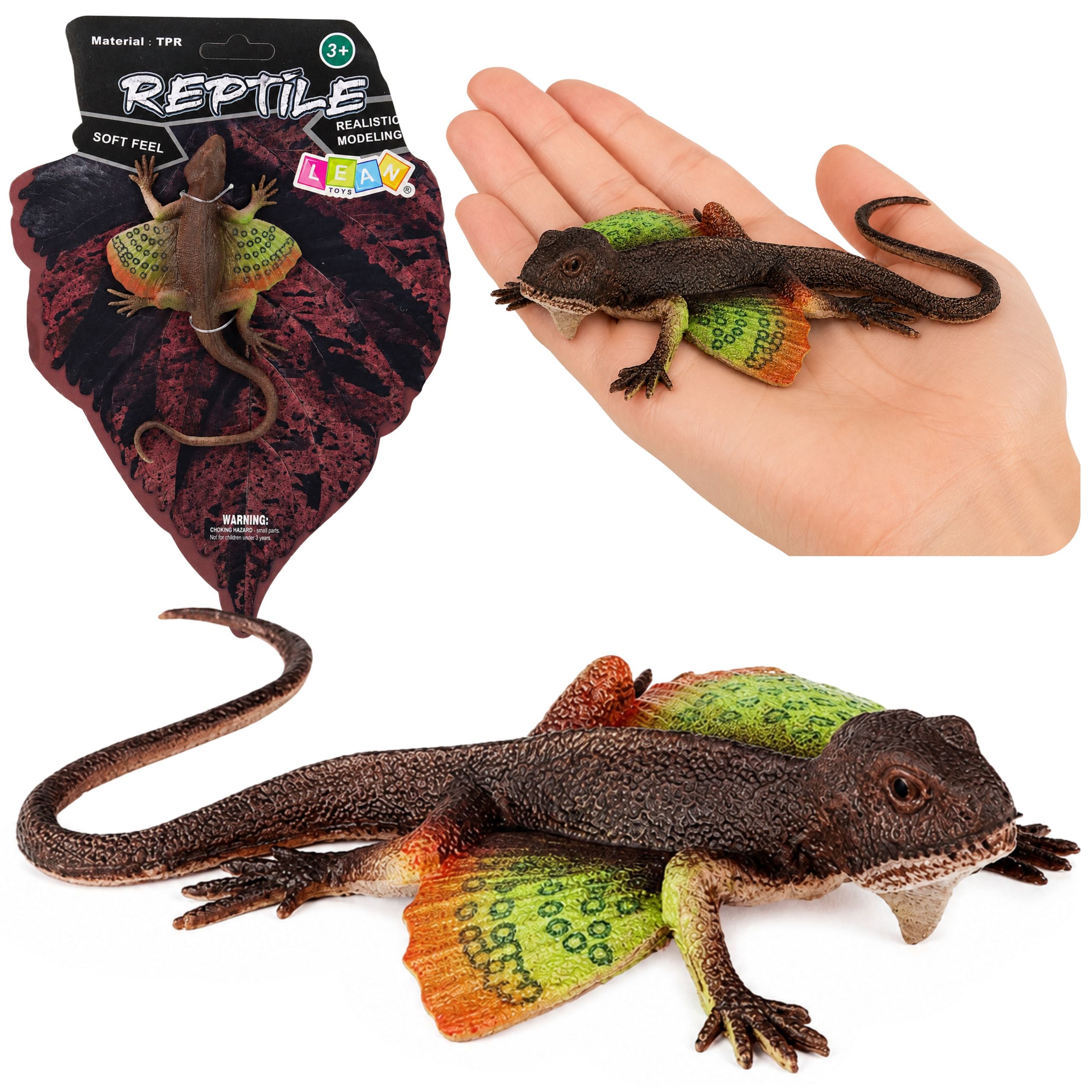 Agama Lizard Webbed Rubber Figure Stretchable Realistic 13 Cm