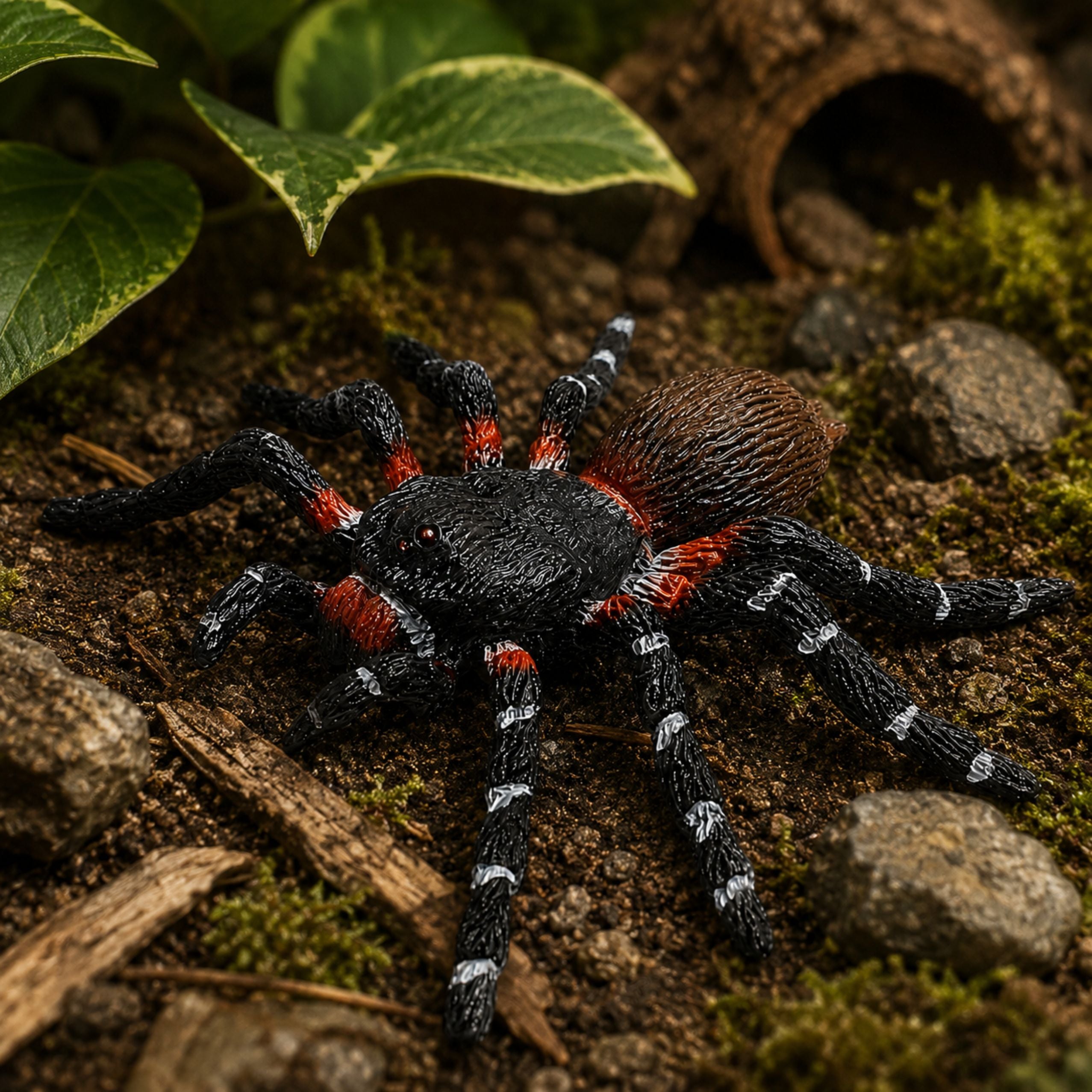 Spider Tarantula Rubber Figure Stretchable Realistic Black 10 Cm