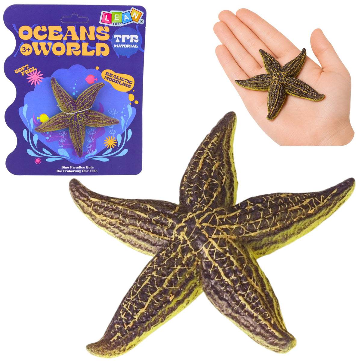 Starfish Rubber Figurine Stretchable Realistic Sea Animal 9.5 Cm