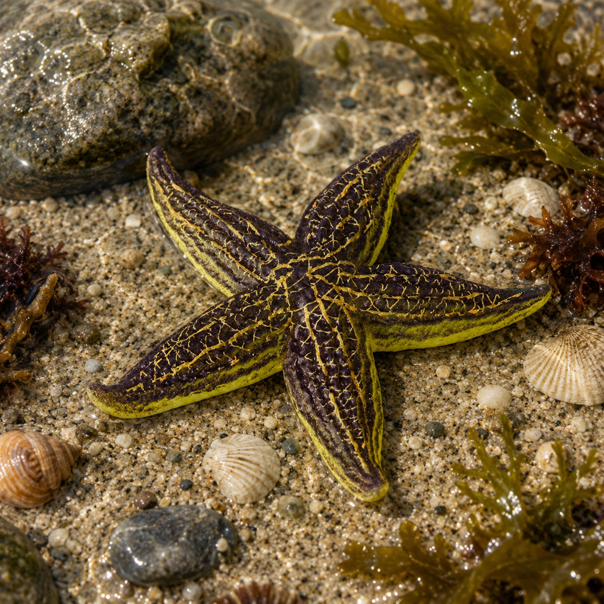 Starfish Rubber Figurine Stretchable Realistic Sea Animal 9.5 Cm