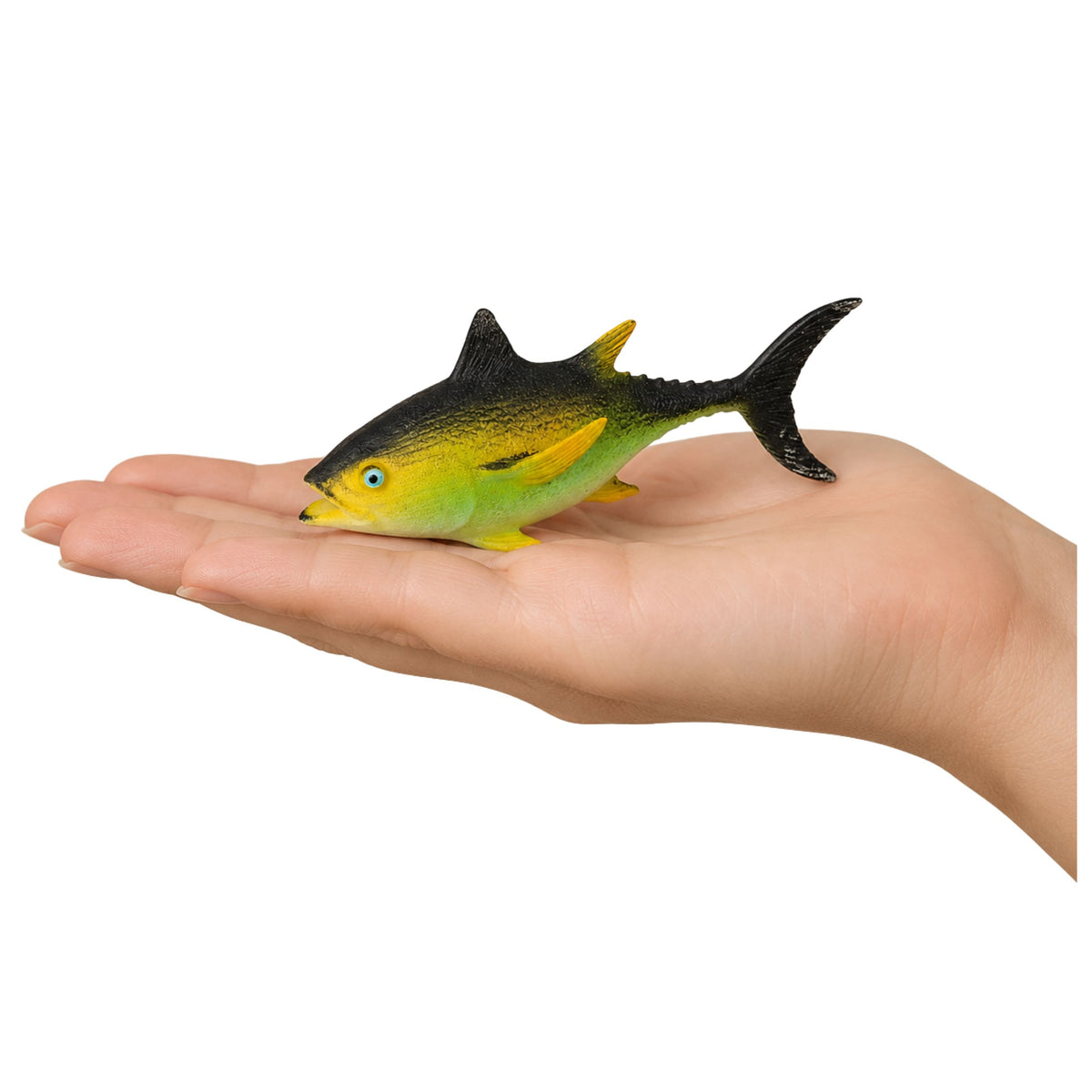 Figura di tonno in gomma di pesce estensibile, realistico pesce dell'oceano 14 cm