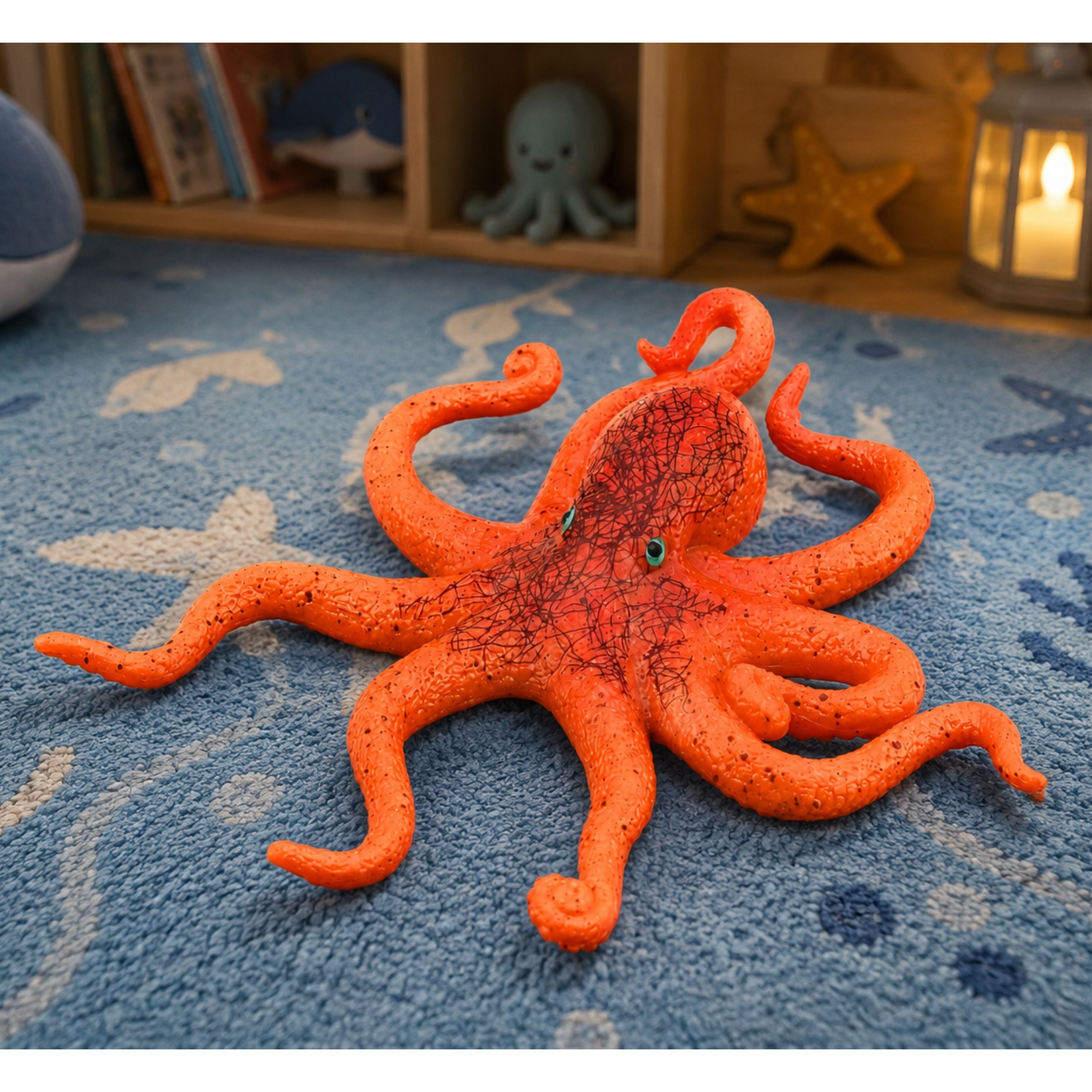 Rubber Octopus Figurine Stretchable Realistic Sea Animal 12cm