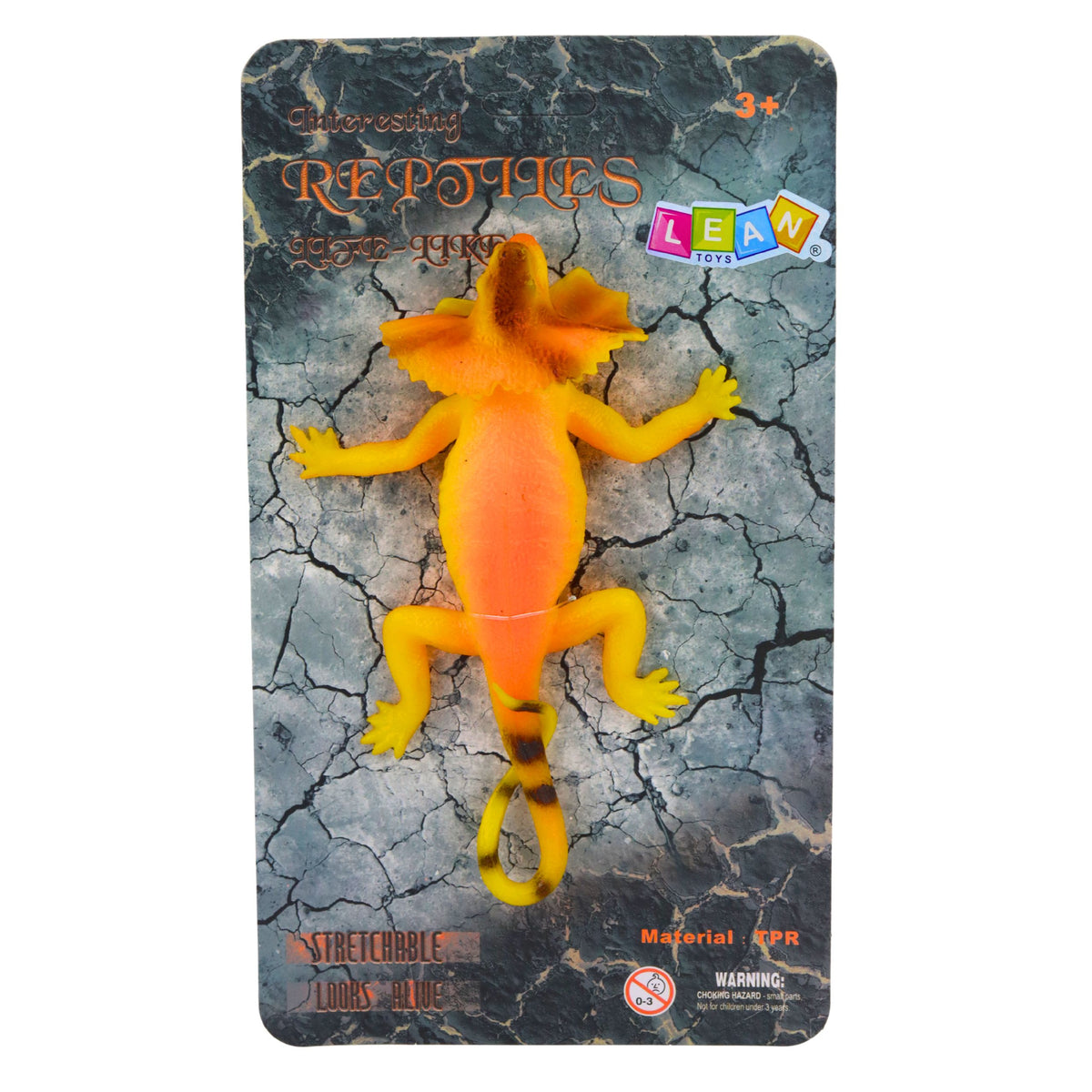Collared Lizard Rubber Figure Stretchable Realistic 19cm