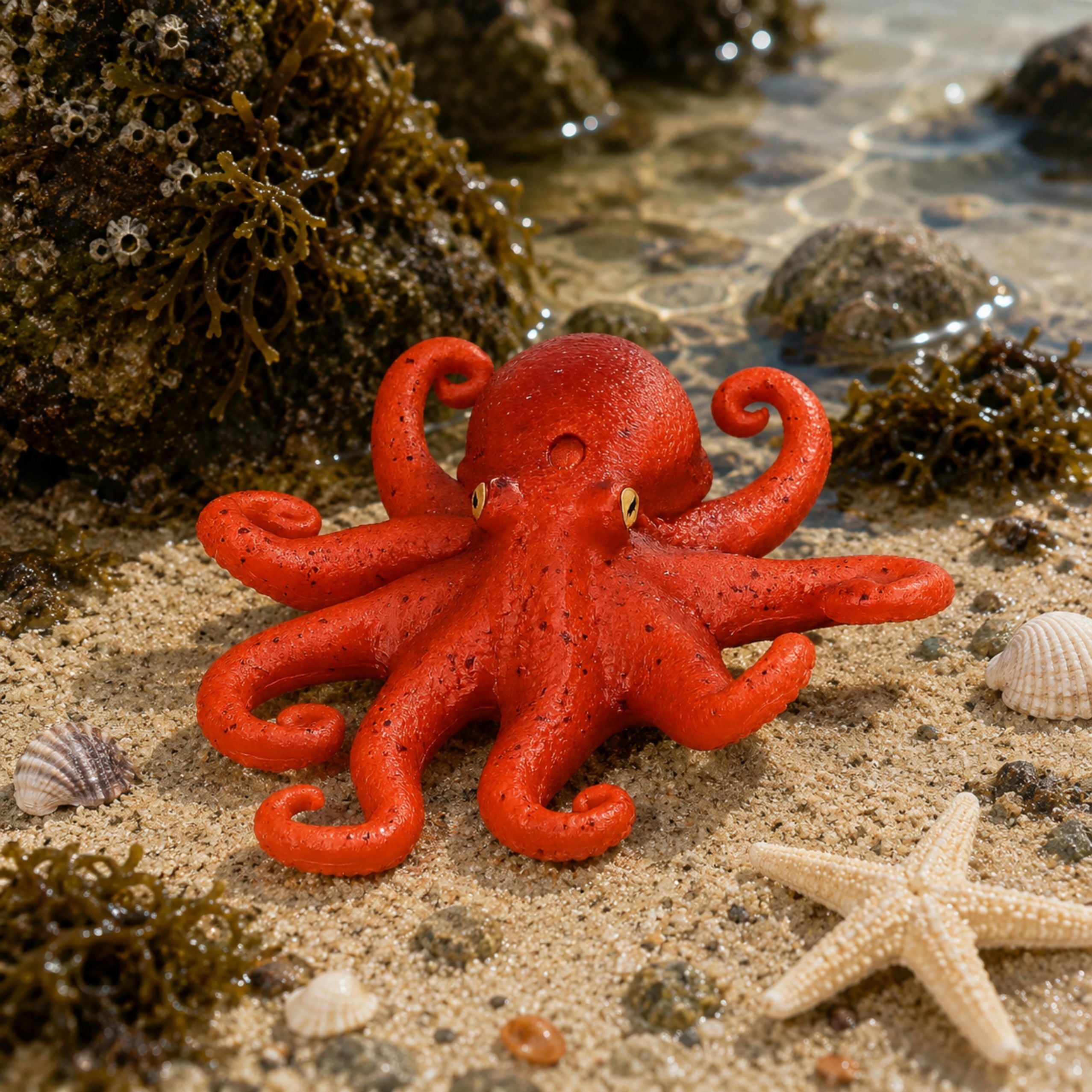 Rubber Octopus Figurine Stretchable Realistic Sea Animal 14cm