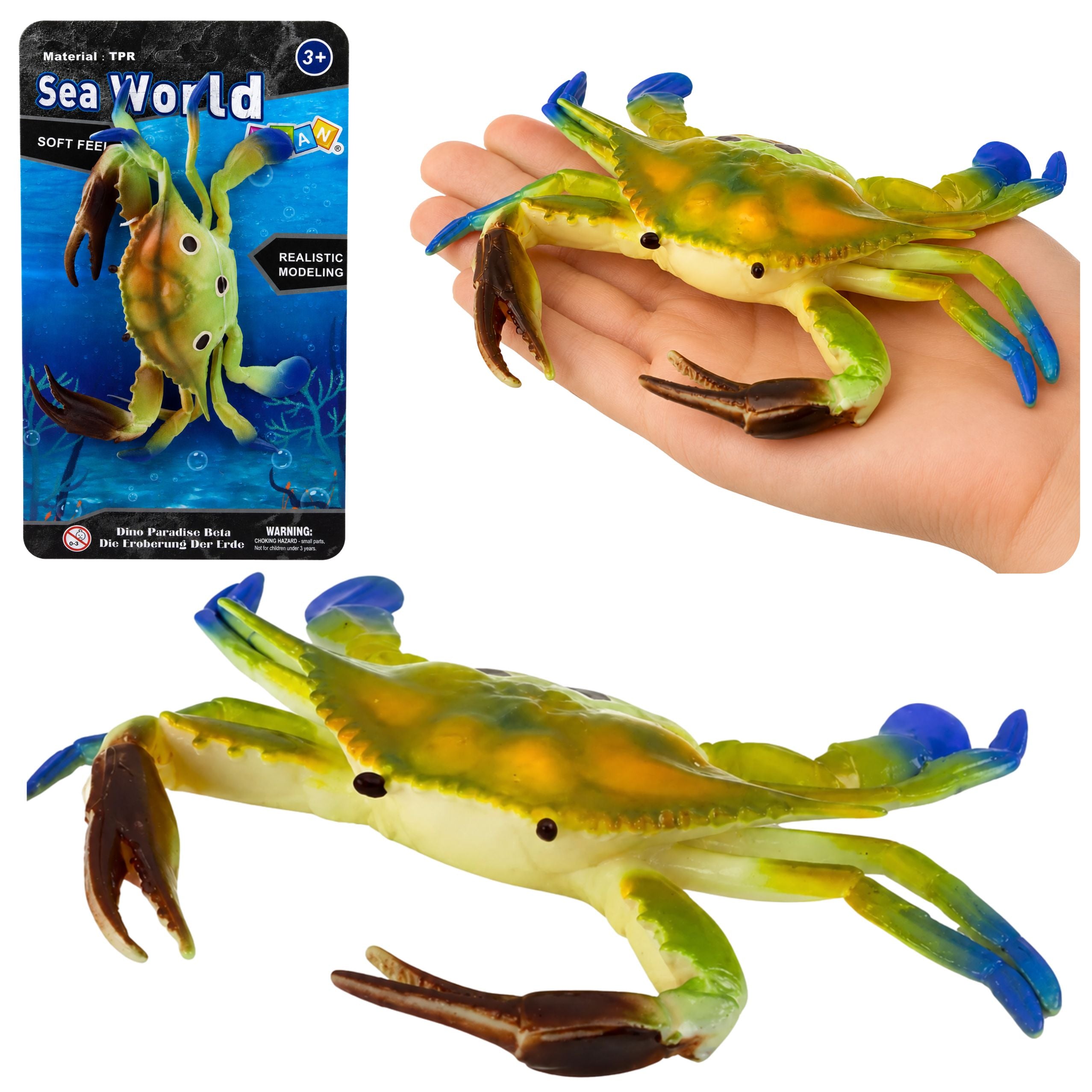 Rubber Crab Figurine Stretchable Realistic Sea Animal 19cm
