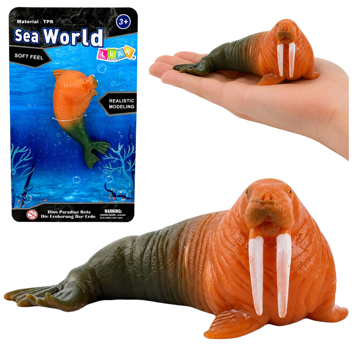 Figurine en caoutchouc de morse extensible réaliste mammifère marin 13 Cm