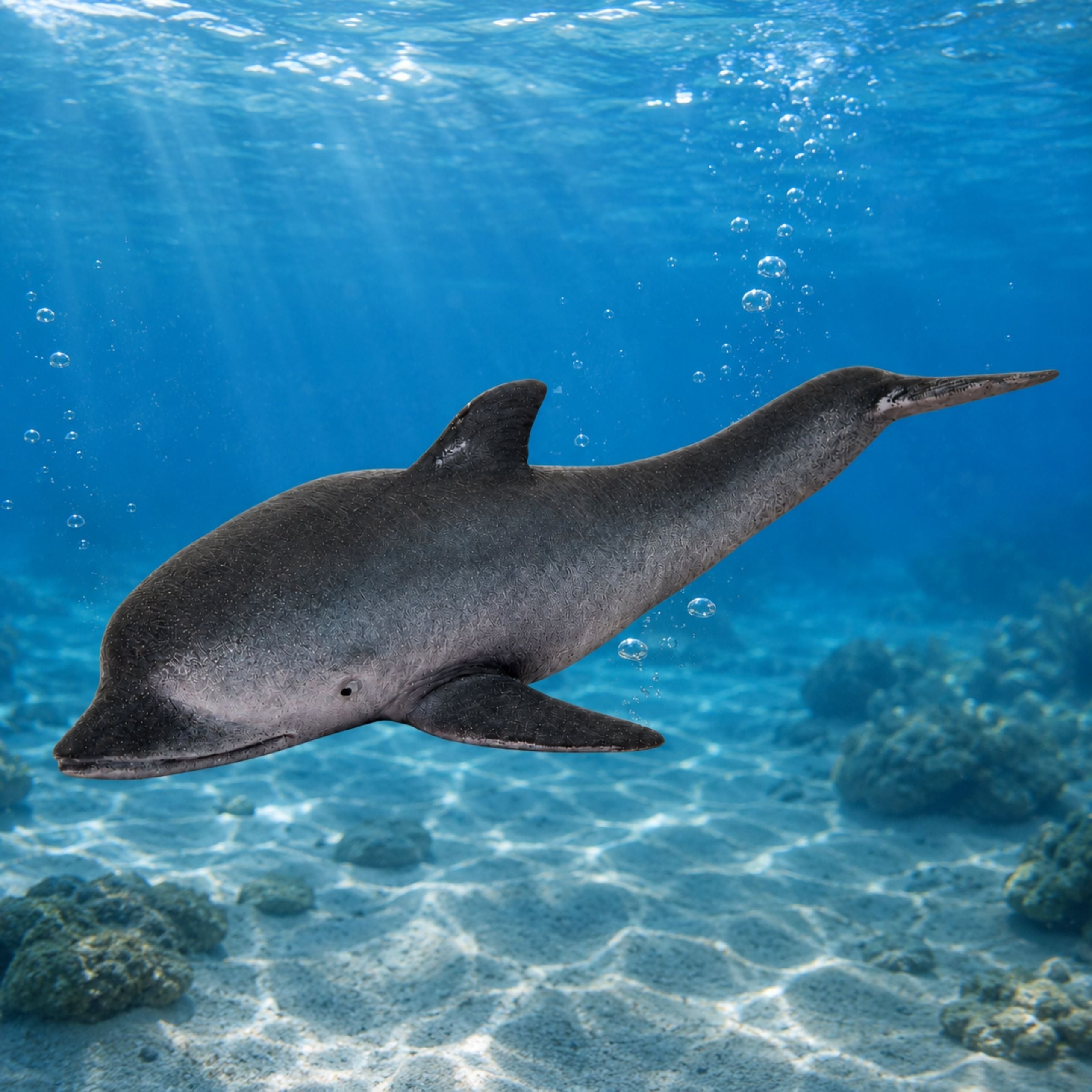 Rubber Sea Dolphin Figurine Soft Realistic Tpr Dark Gray 17.5 Cm