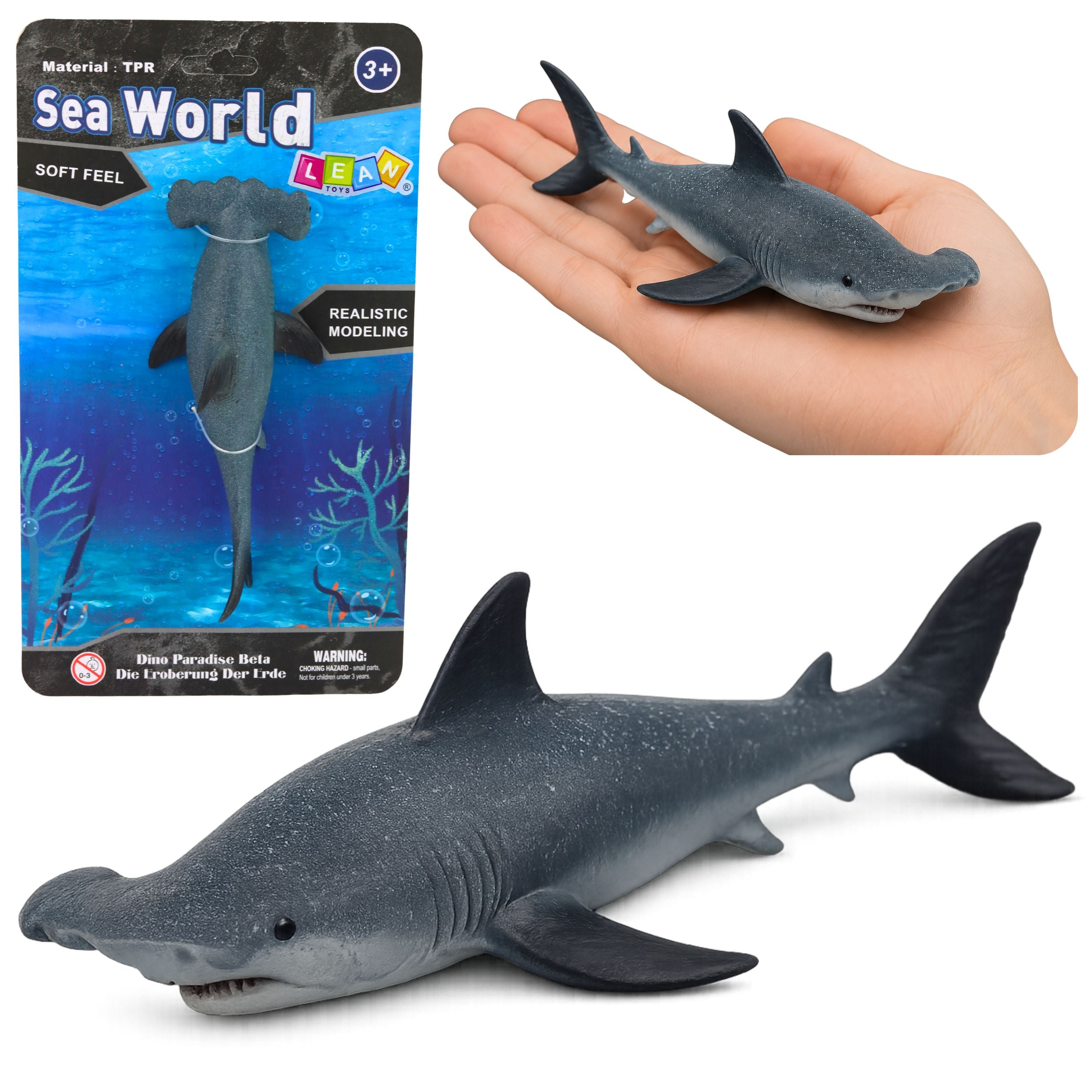 Hammerhead Shark Rubber Fish Figurine Stretchable Realistic 17cm