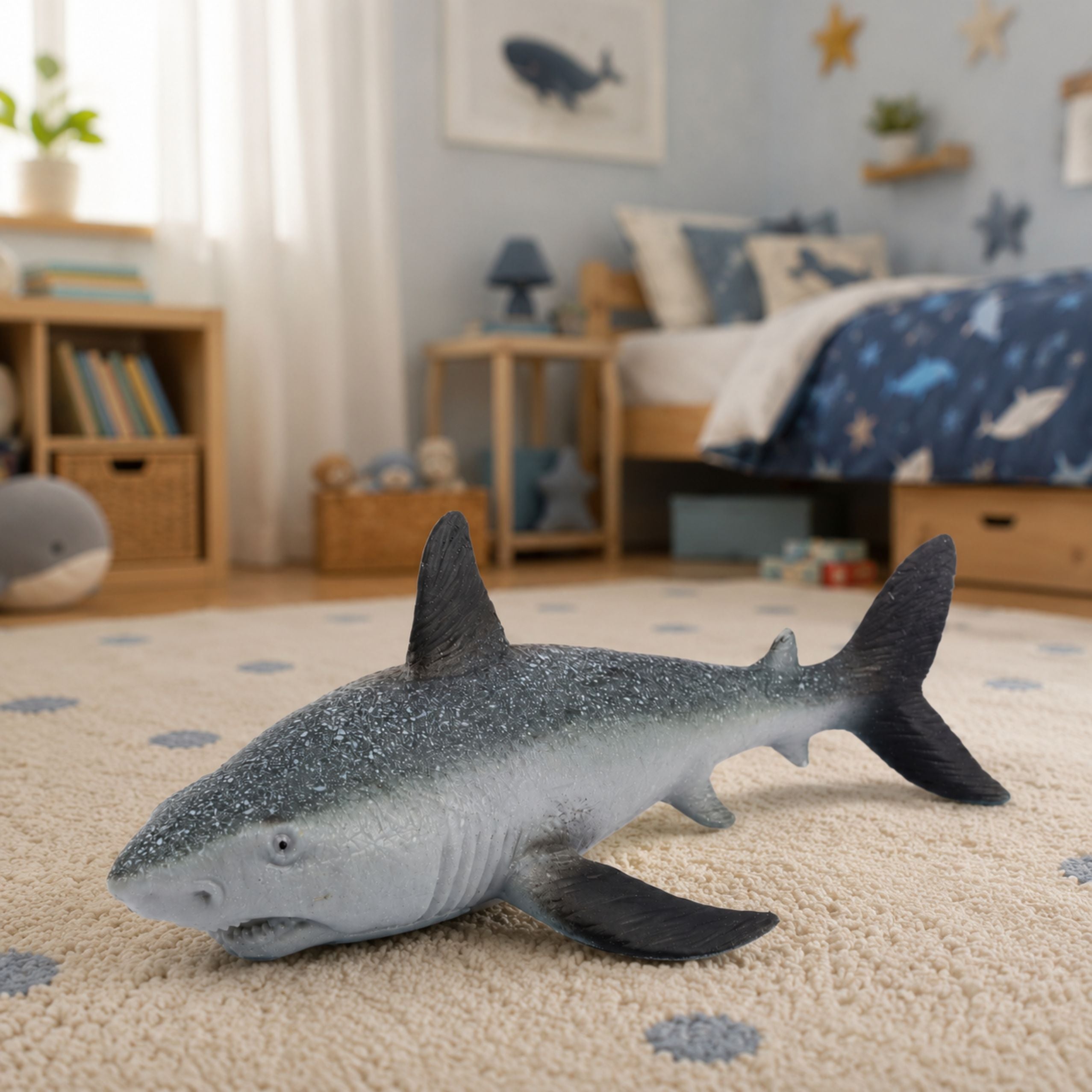 Fish Rubber Shark Figure Stretchable Realistic Ocean Shark 18 Cm