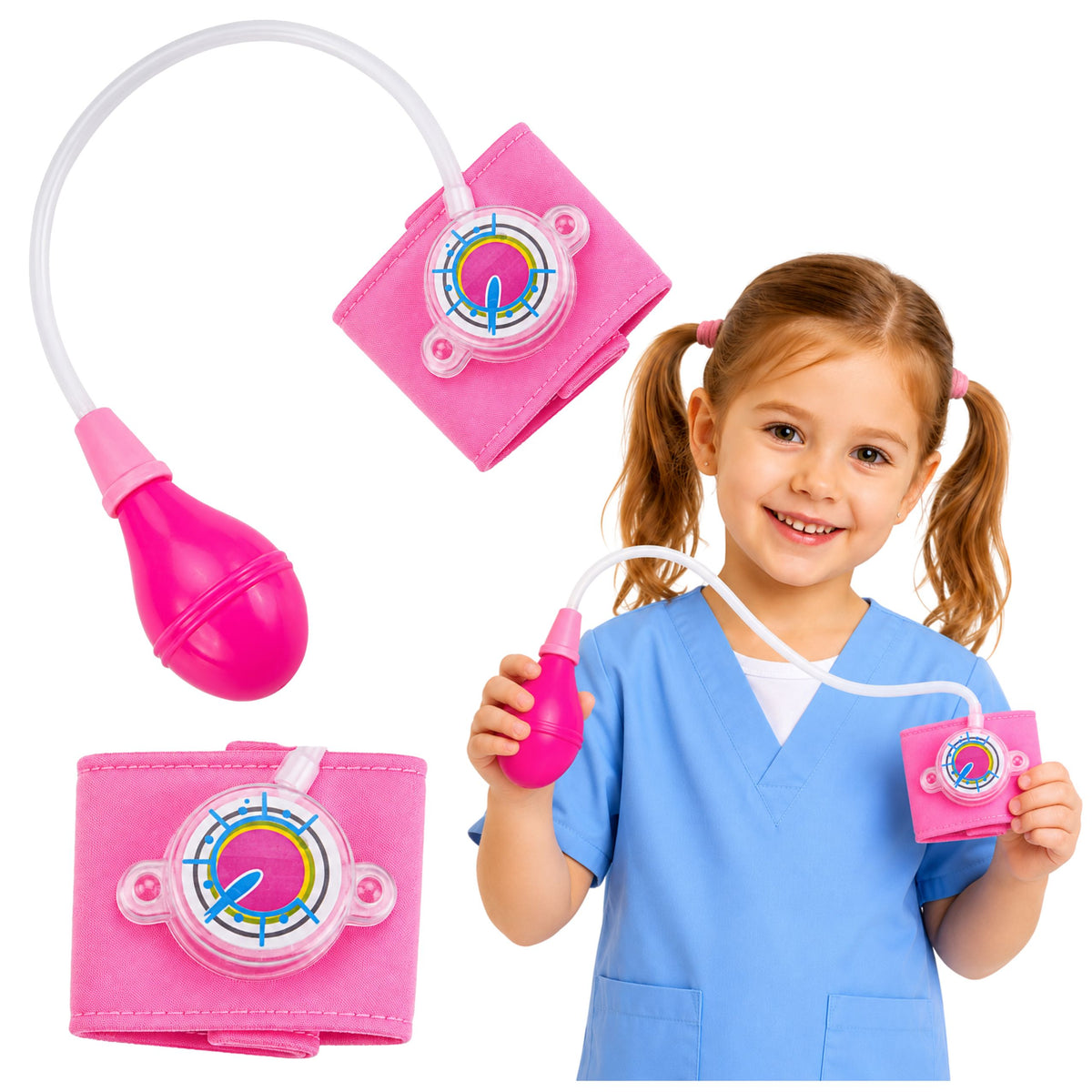 Blutdruckmessgerät für Kinder mit beweglicher Hand, rosa