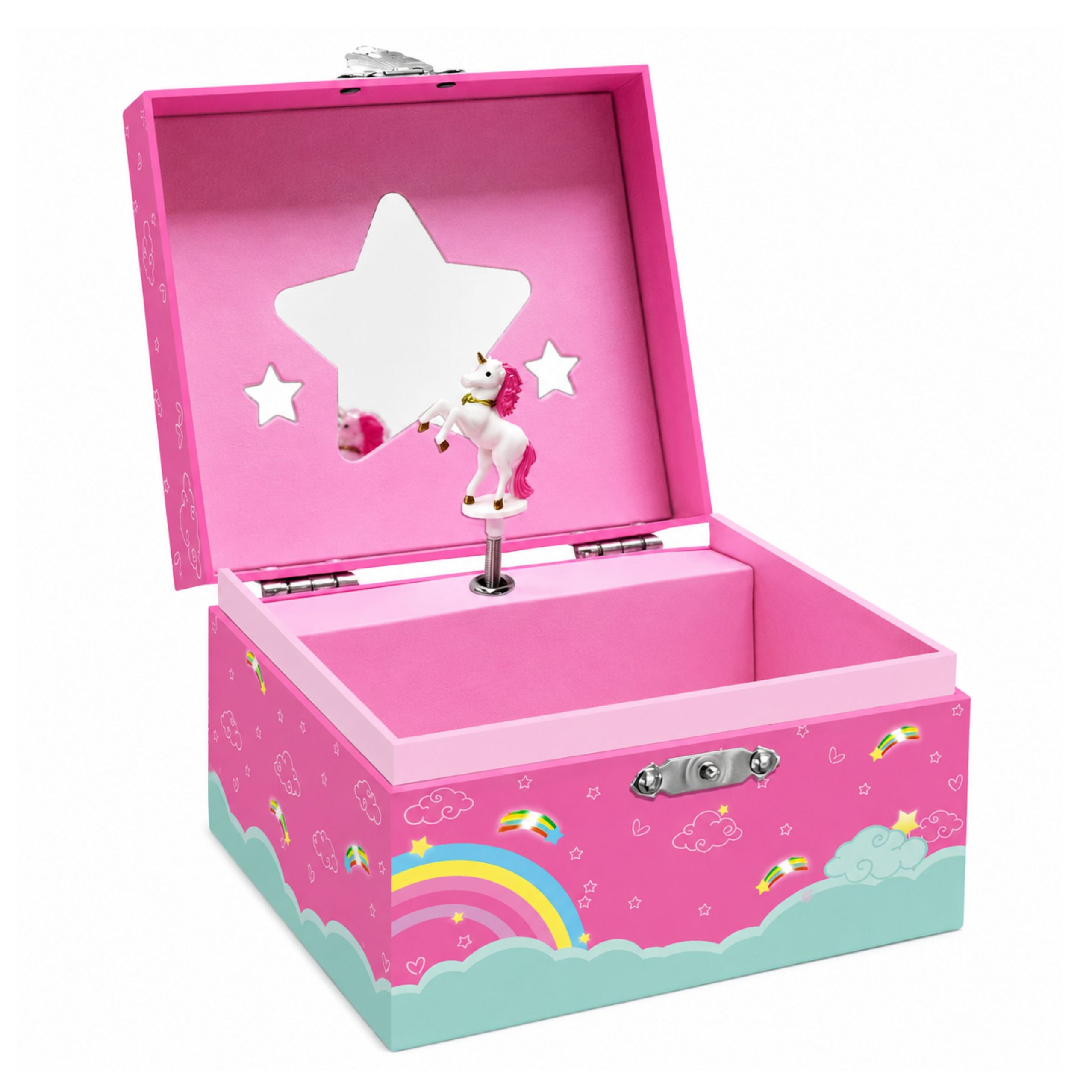 Music Box Jewelry Box Rotating Unicorn Pink