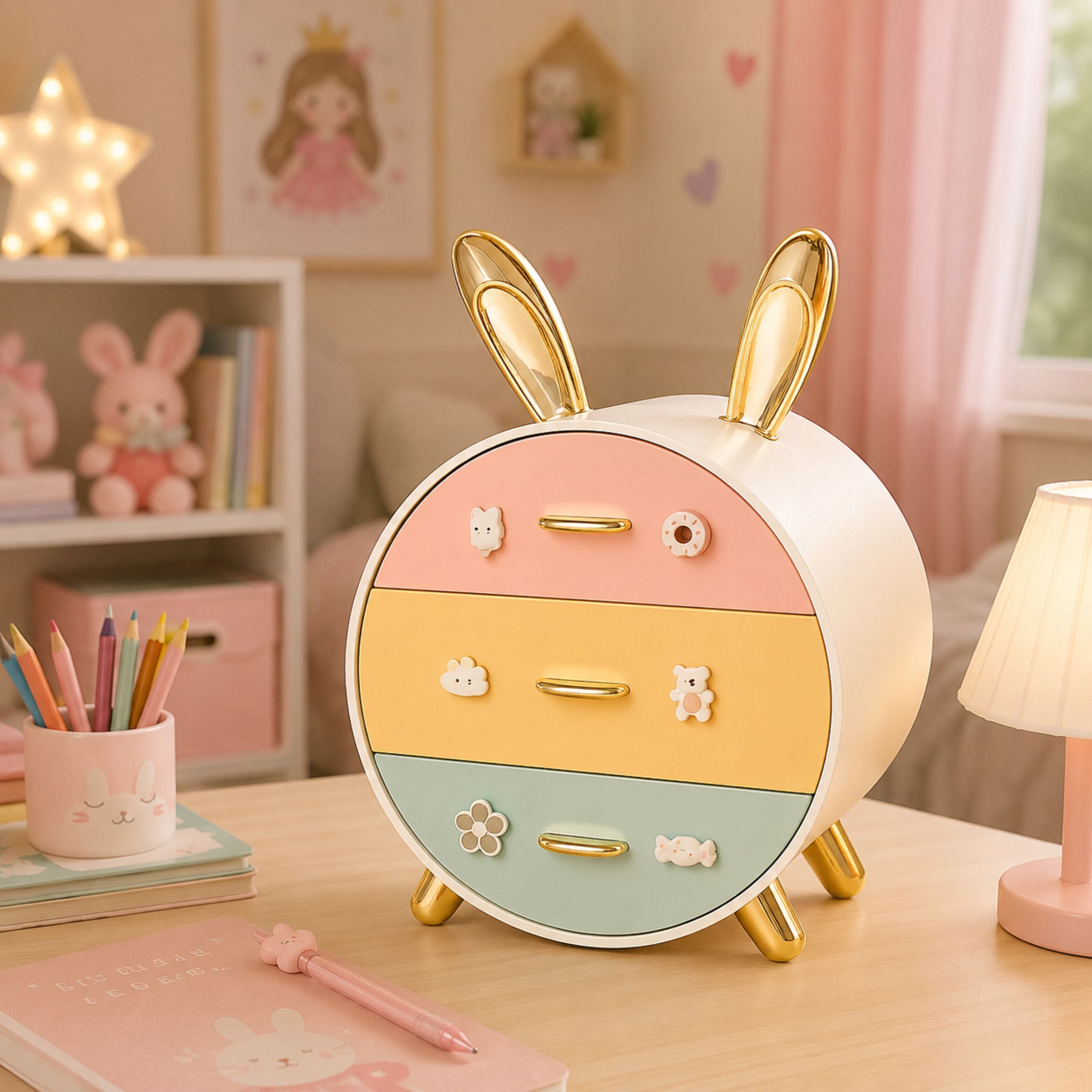 Organizer With Drawers For Jewelry 3-drawer Desk Box Rabbit