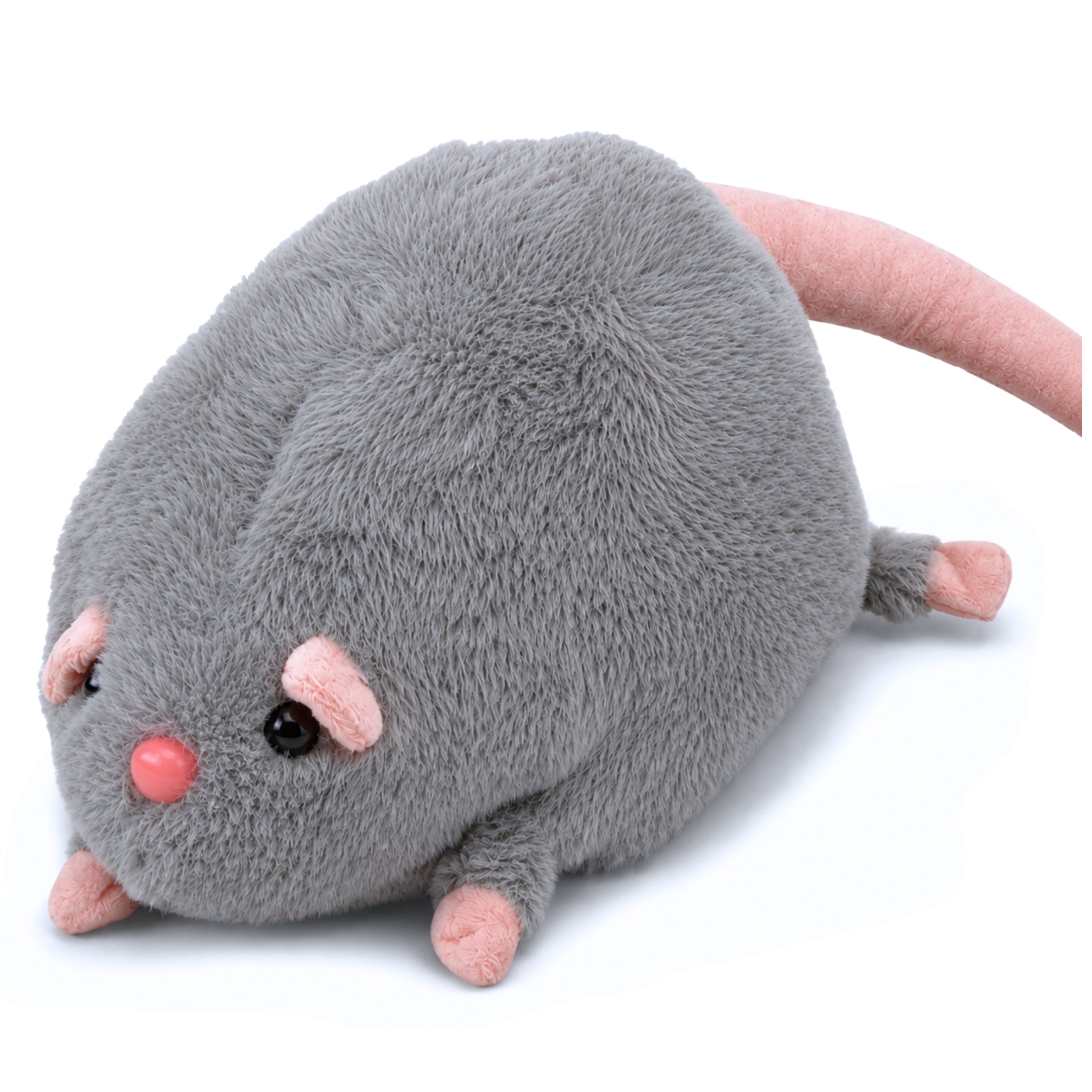 Topo di peluche con coda lunga grigia 40 cm