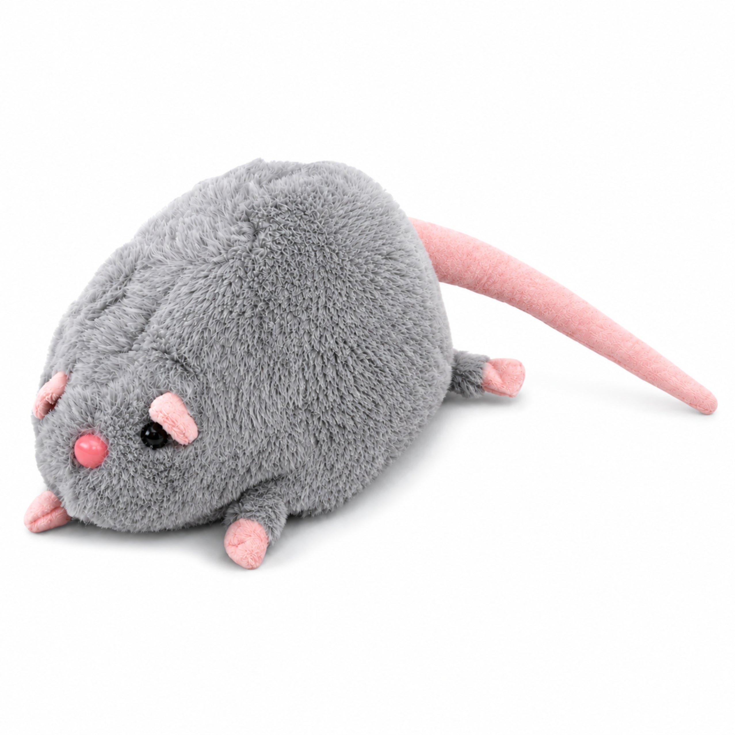 Topo di peluche con coda lunga grigia 40 cm