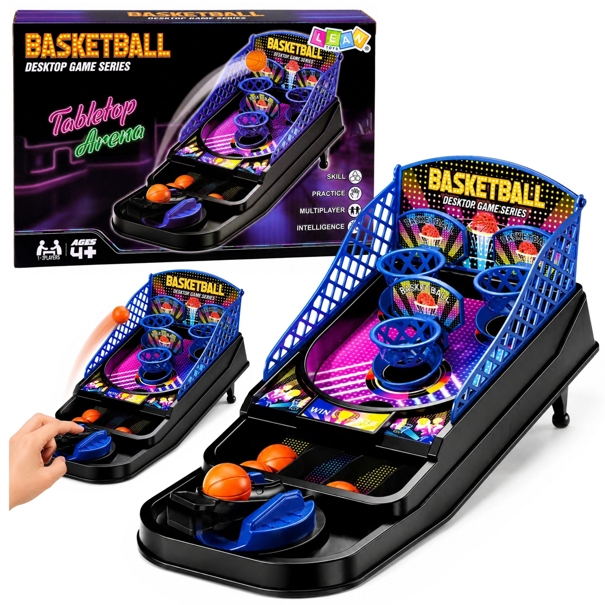 Mini Table Basketball Arcade Game 3 Baskets Launcher