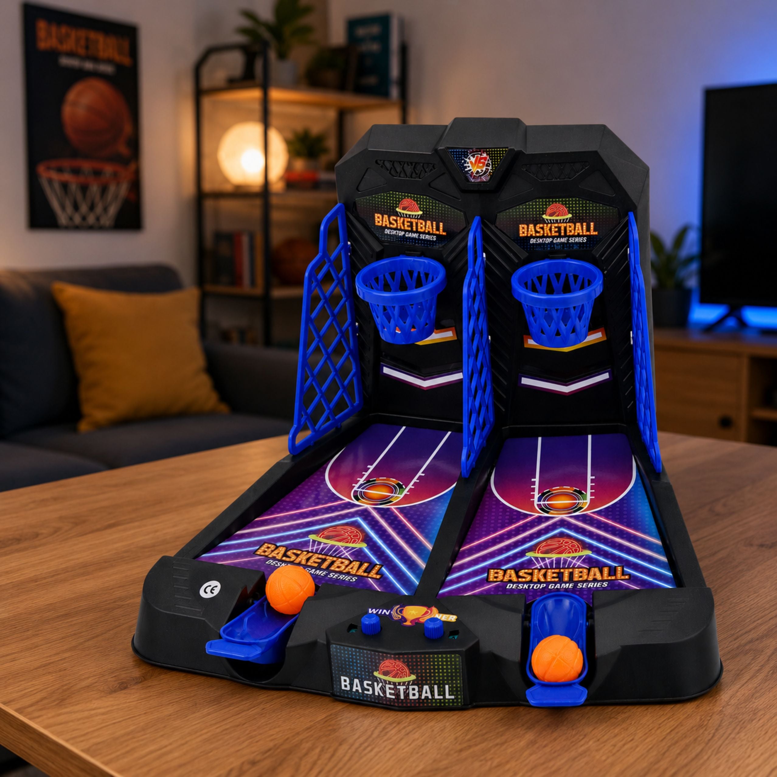 Mini Table Basketball Double Skill Game For 2 Players Scoring