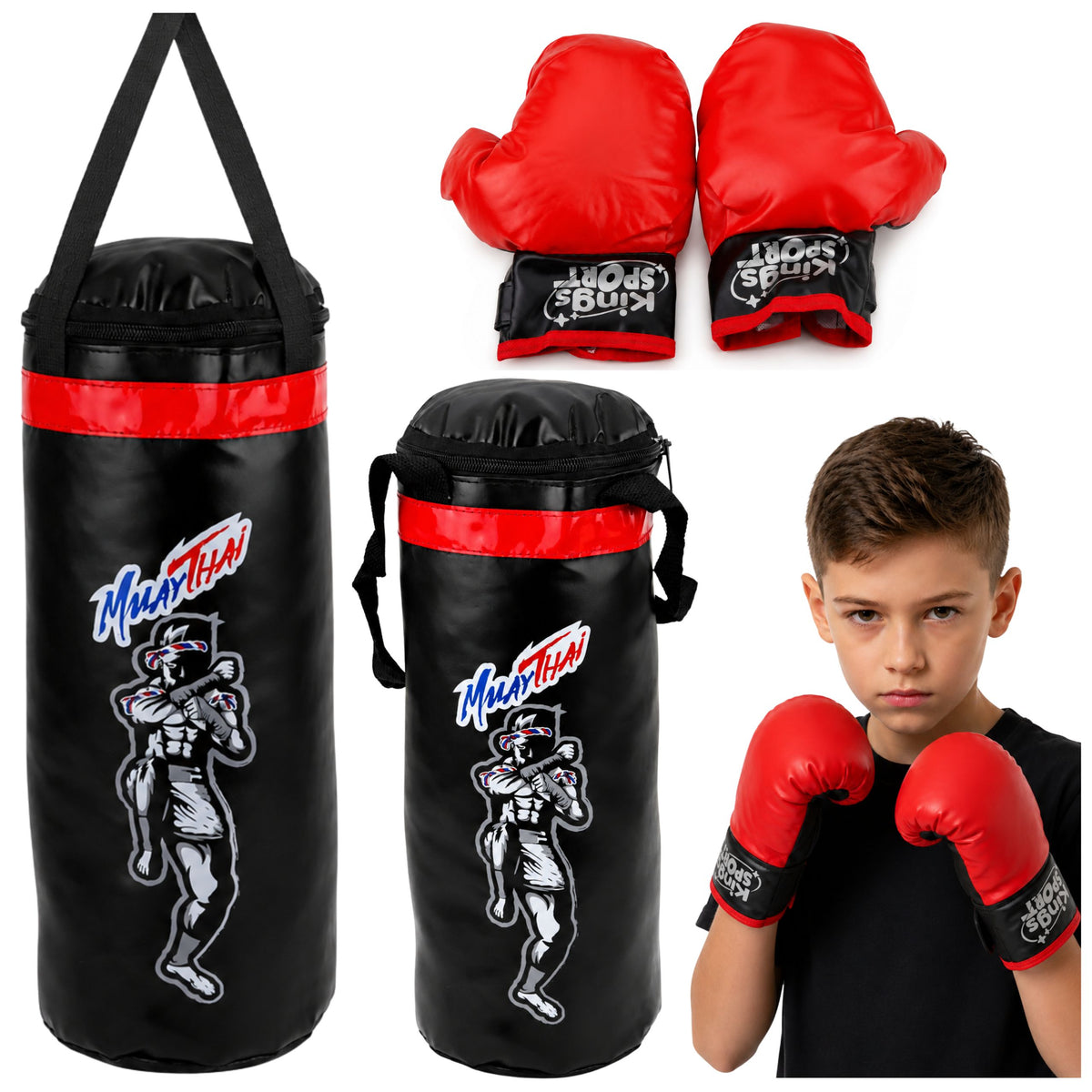 Children's Punching Bag Exercise Set Muay Thai Gloves 55x17cm M
