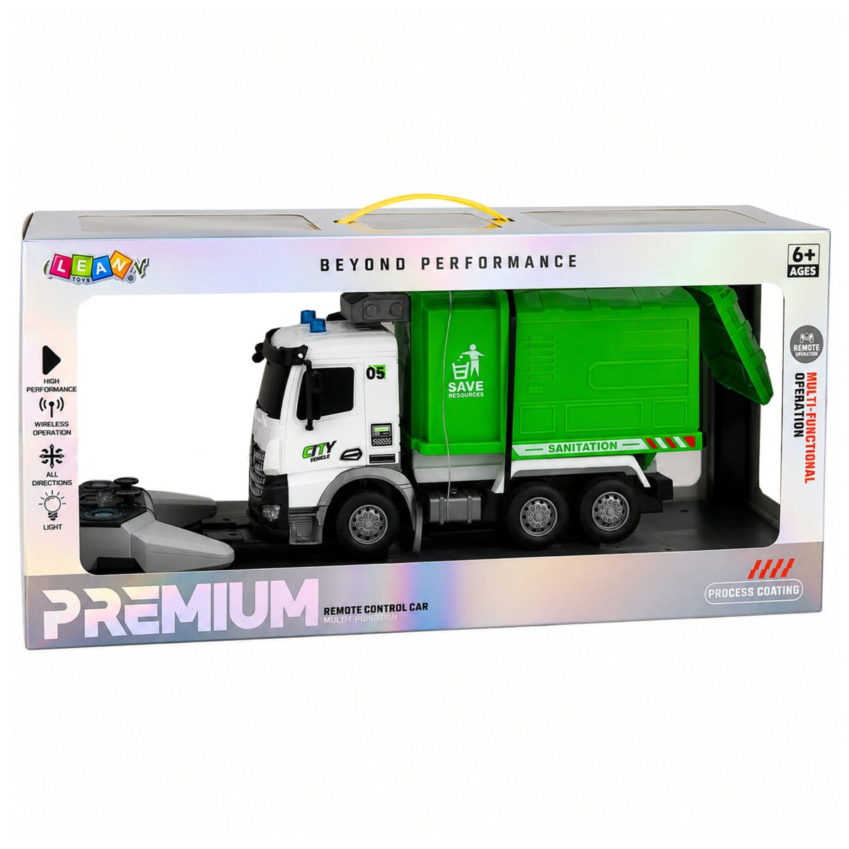 Luci per contenitori Rc per camion della spazzatura telecomandati per veicoli comunali 1:14