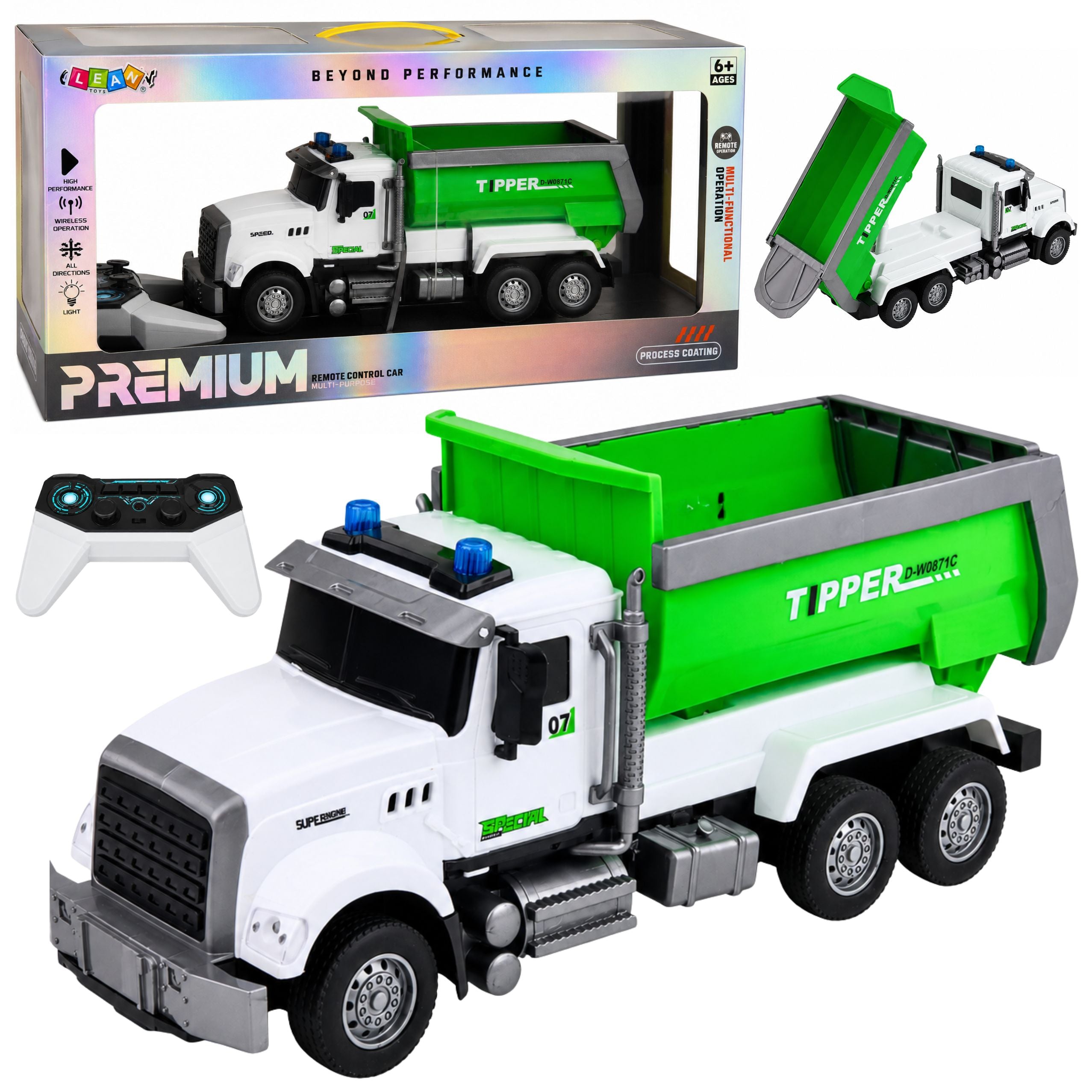 Remote Controlled Rc Tipper Truck With Movable Box Green 1:14