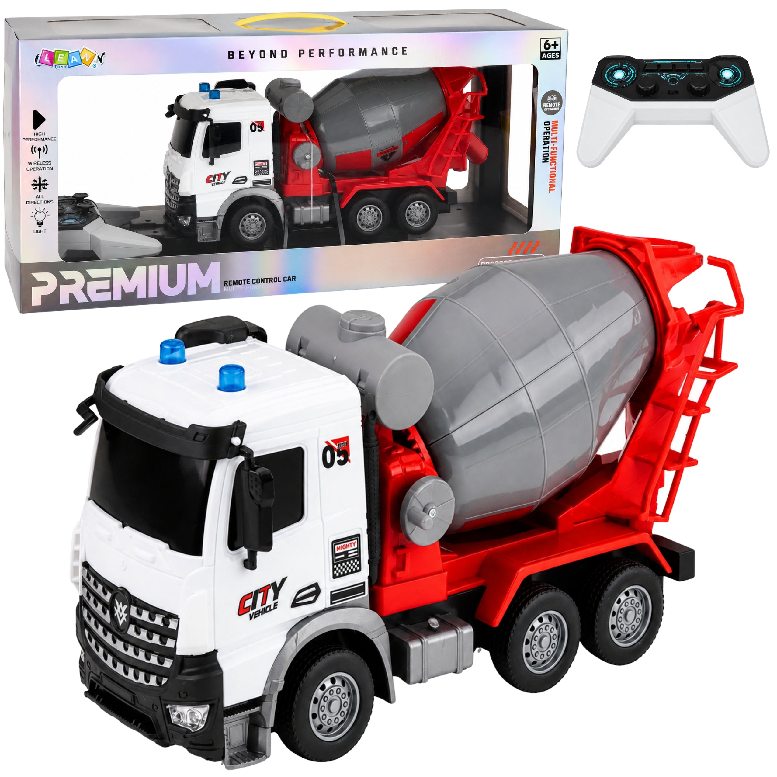 Rc Remote Controlled Concrete Mixer Truck With Moving Bulb And Lights 1:14