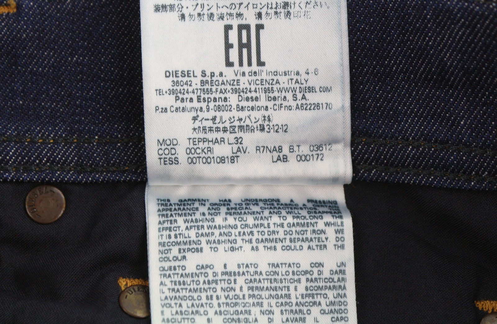 Diesel Tepphar R7na8 Mænd Jeansblue Faded Distress Slim Gulerod Stretchy