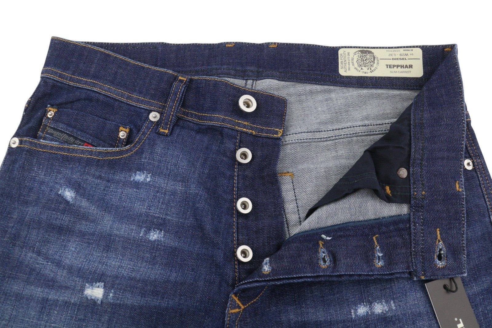 Diesel Tepphar R7na8 Mænd Jeansblue Faded Distress Slim Gulerod Stretchy