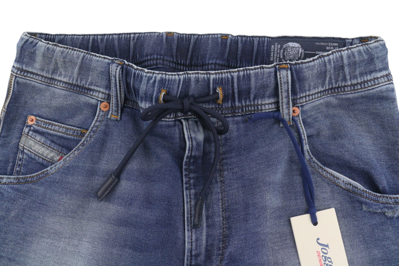 Diesel Krooley-ne 084tz Herre Jeansblå knurhår Faded Distress Slim Jogg