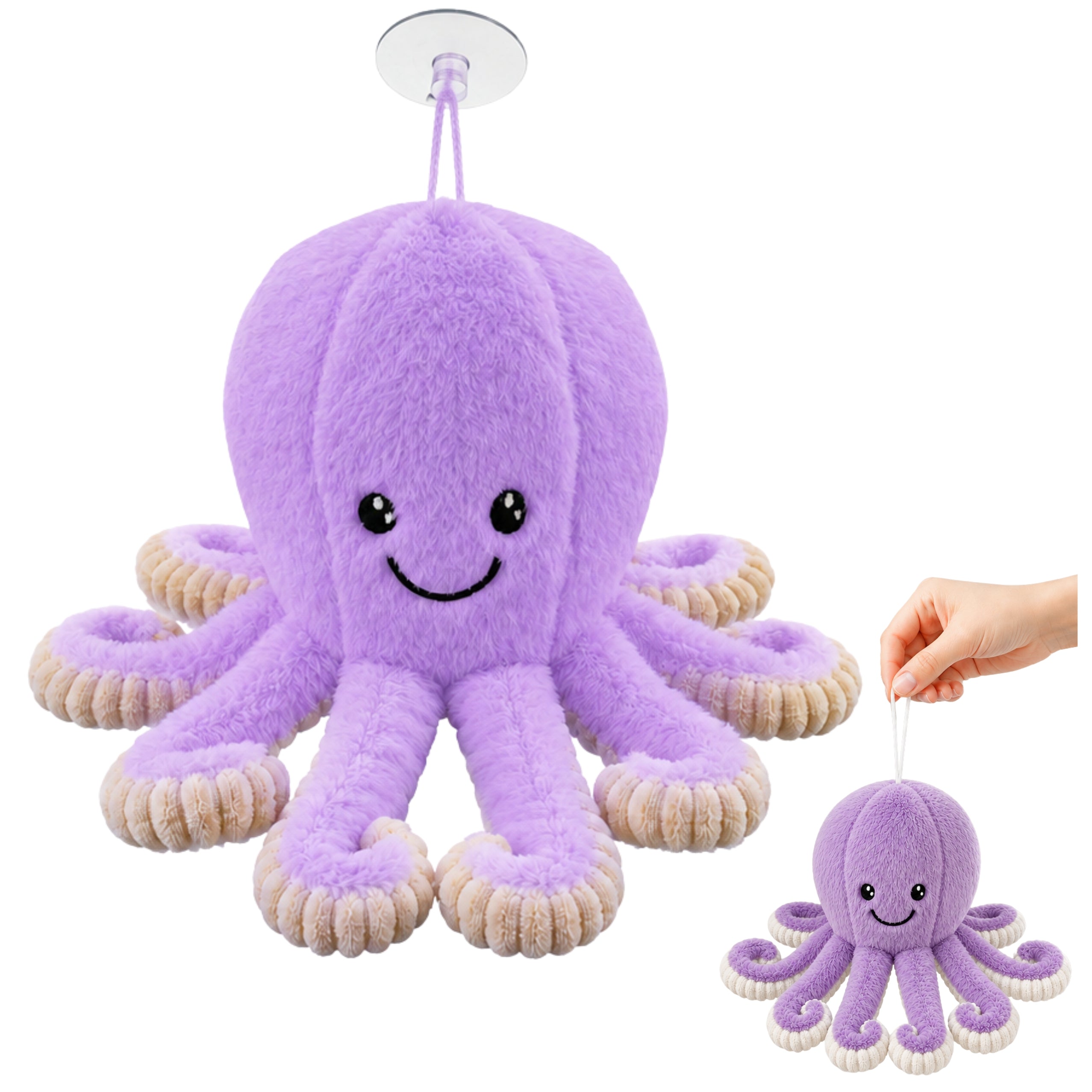 Plush Octopus Plush Toy With Suction Cup Purple 16 Cm