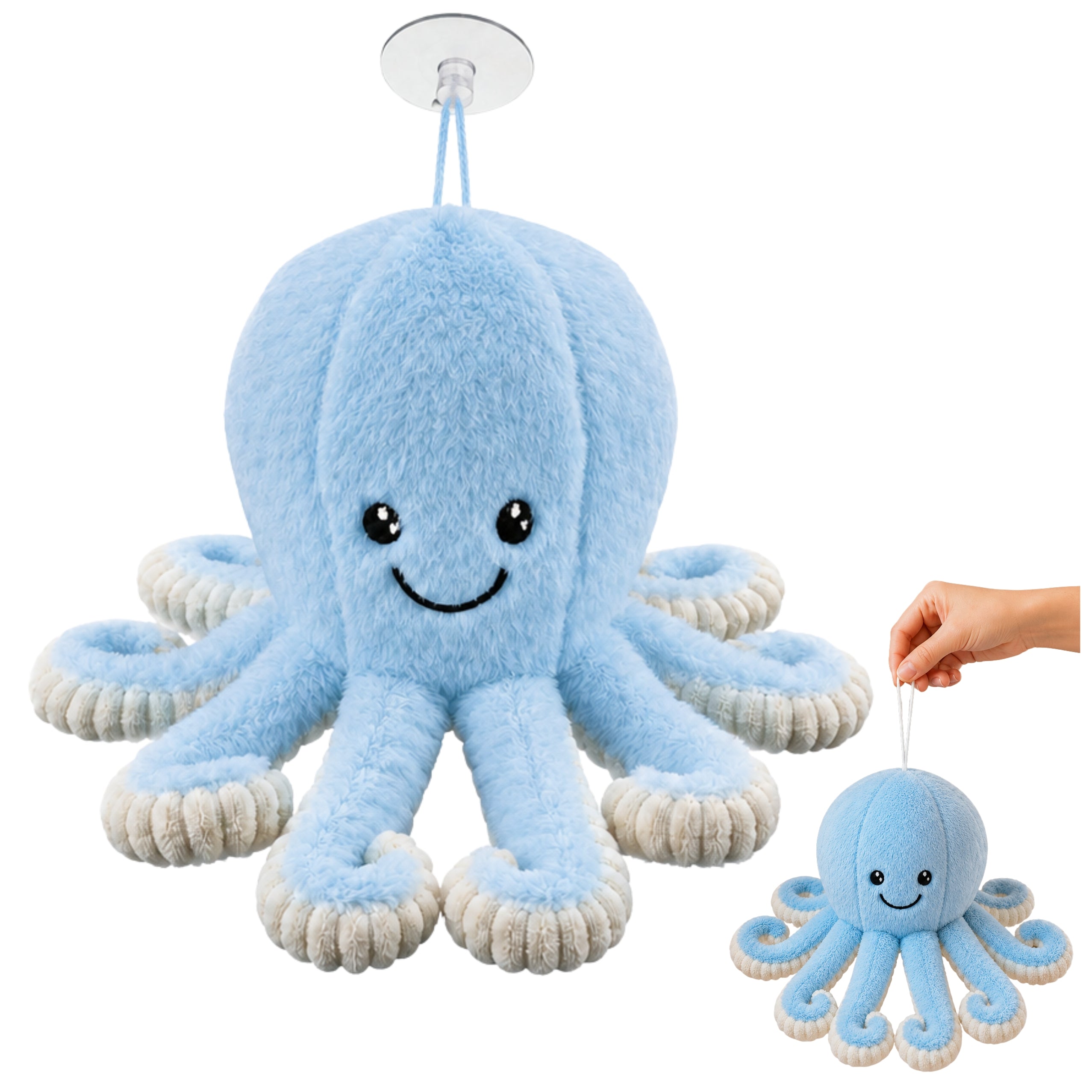 Plush Octopus Plush Toy With Suction Cup Blue 16 Cm