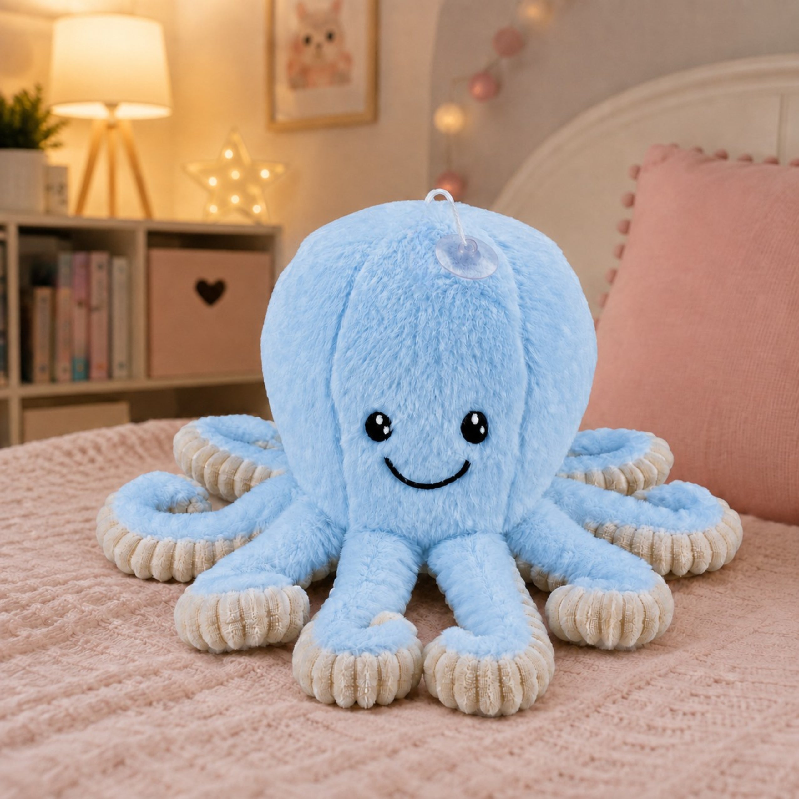Plush Octopus Plush Toy With Suction Cup Blue 16 Cm