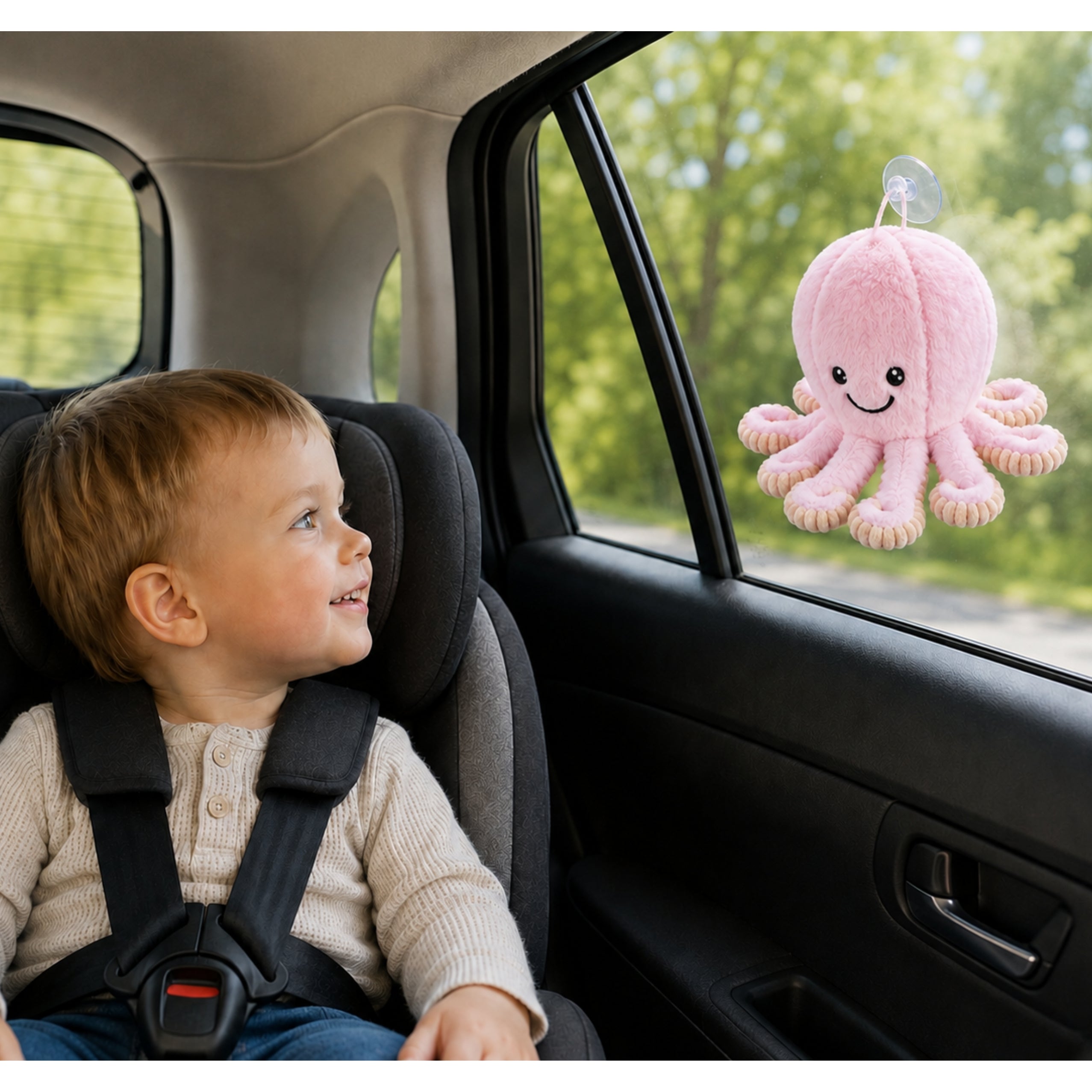 Plush Octopus Plush Toy With Suction Cup Pink 16 Cm