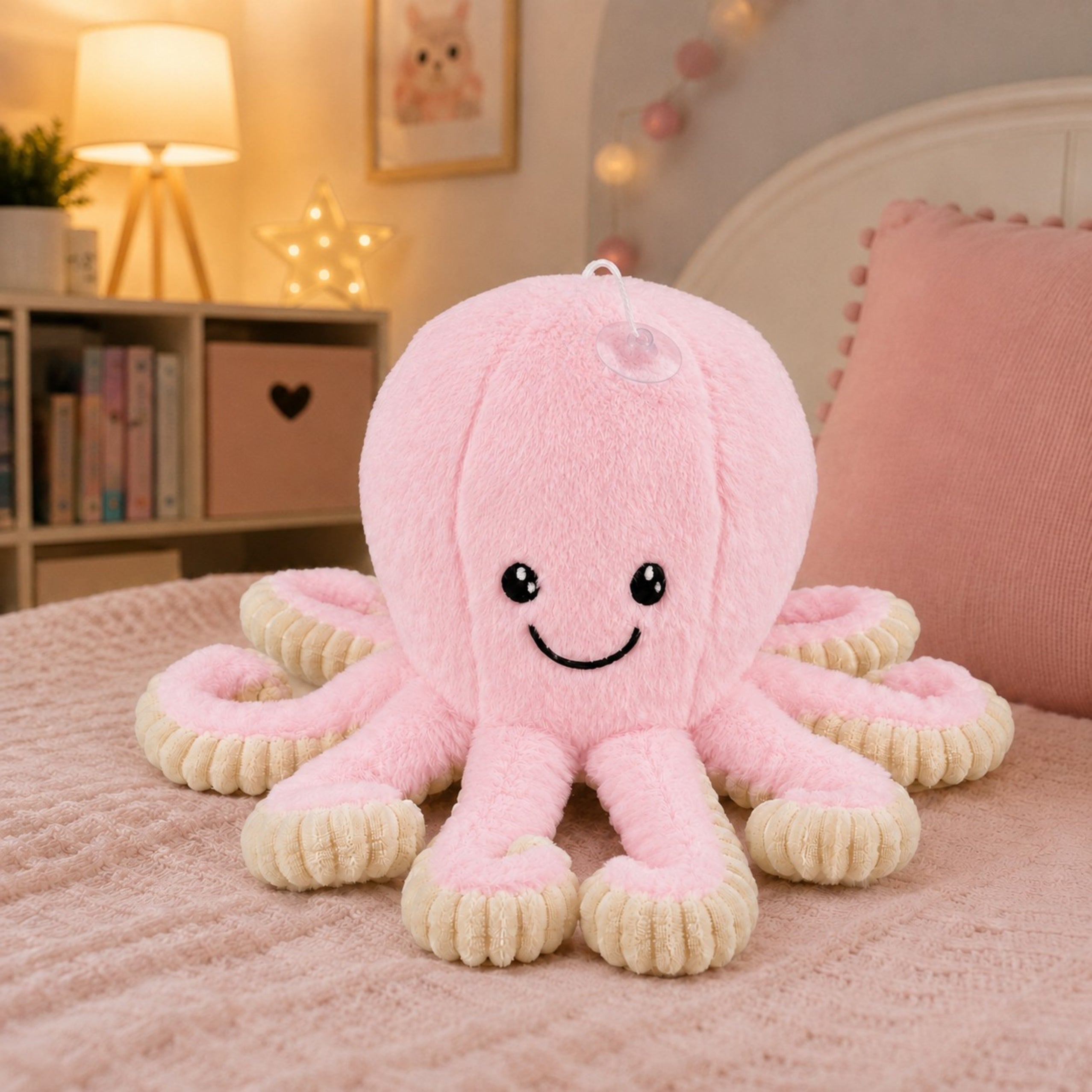 Plush Octopus Plush Toy With Suction Cup Pink 16 Cm